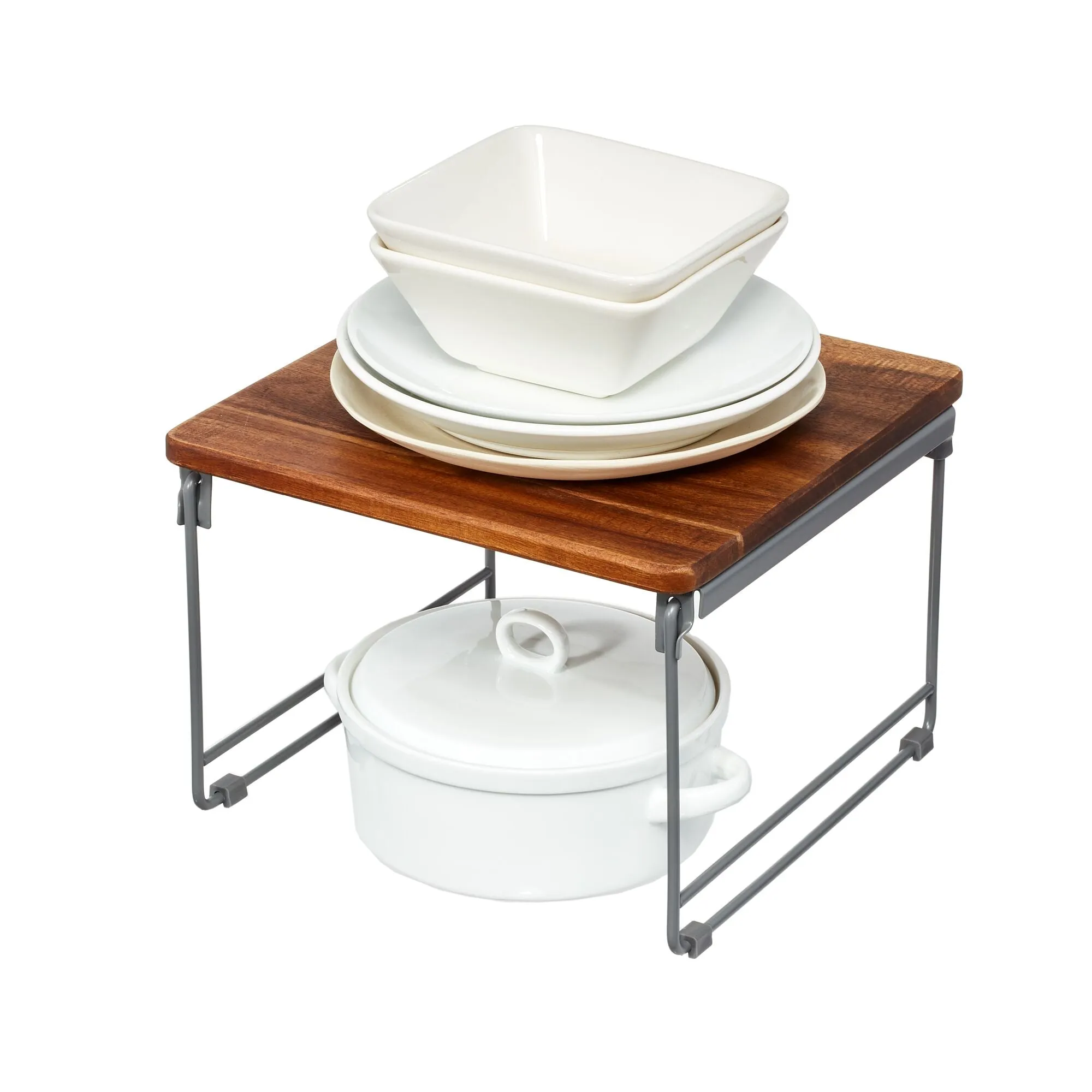 iDesign Acacia Wood and Wire Plate Riser