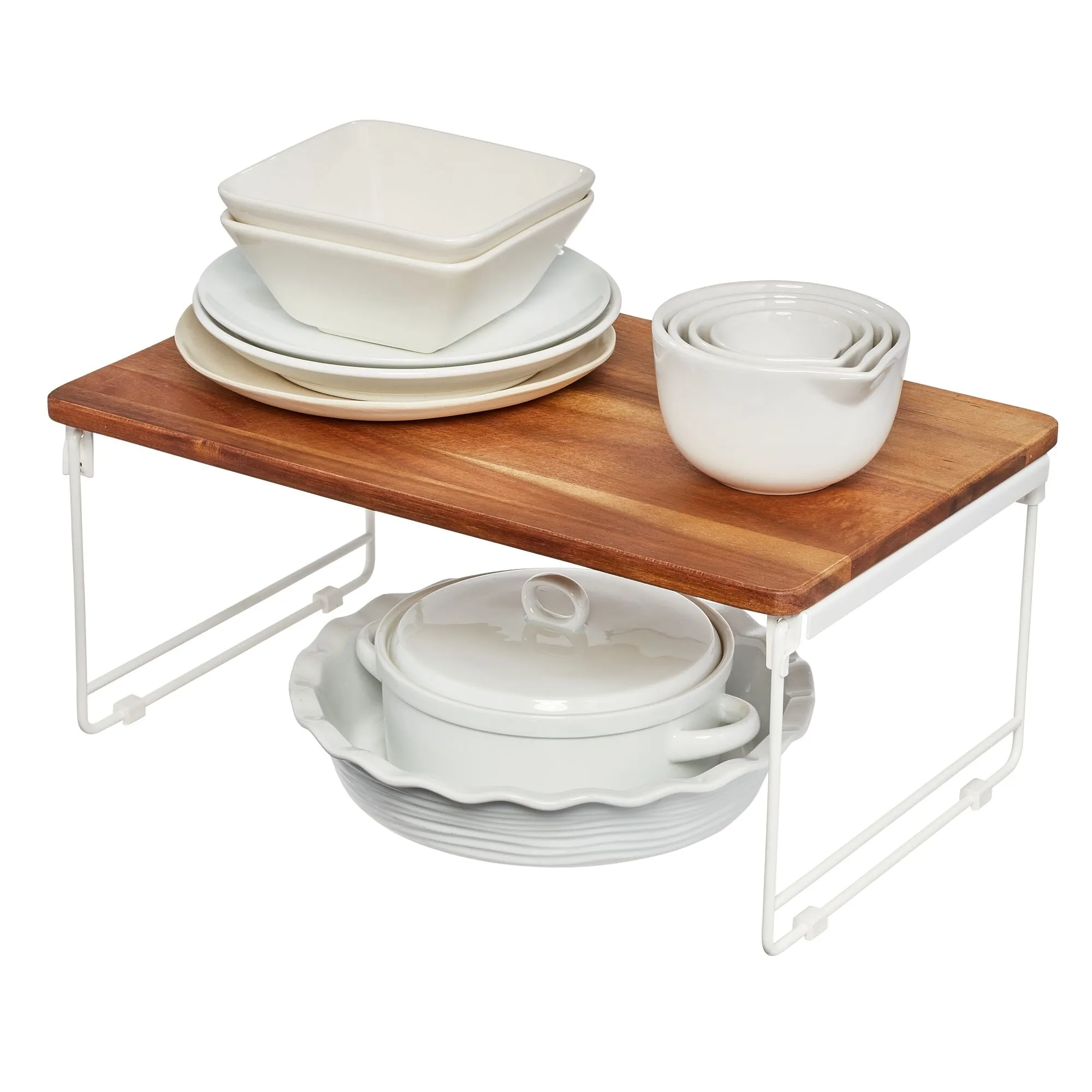 iDesign Acacia Wood and Wire Plate Riser