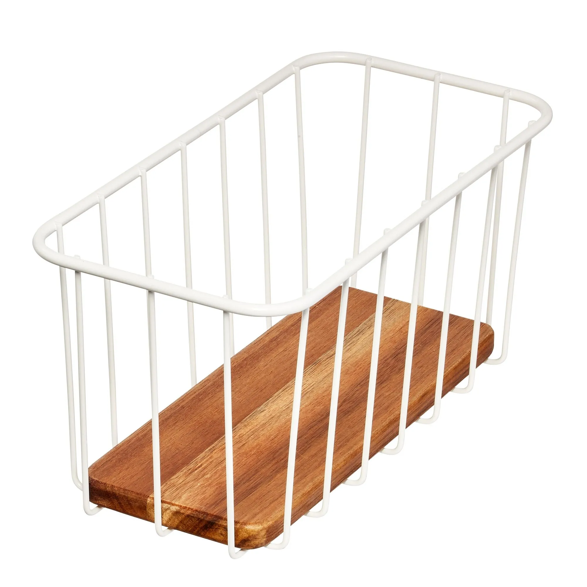 iDesign Pantry Wire Basket Acacia Wood