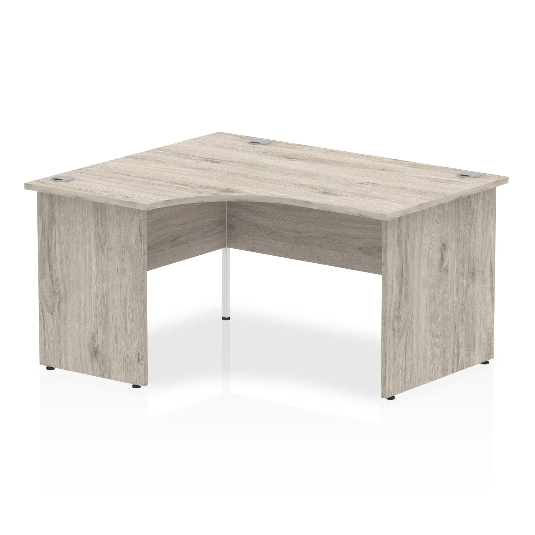 Impulse 1400mm Left Crescent Corner Desk - Panel End Leg, MFC Material, 1400x1200 Top, White & Matching Frame, Self-Assembly, 5-Year Guarantee