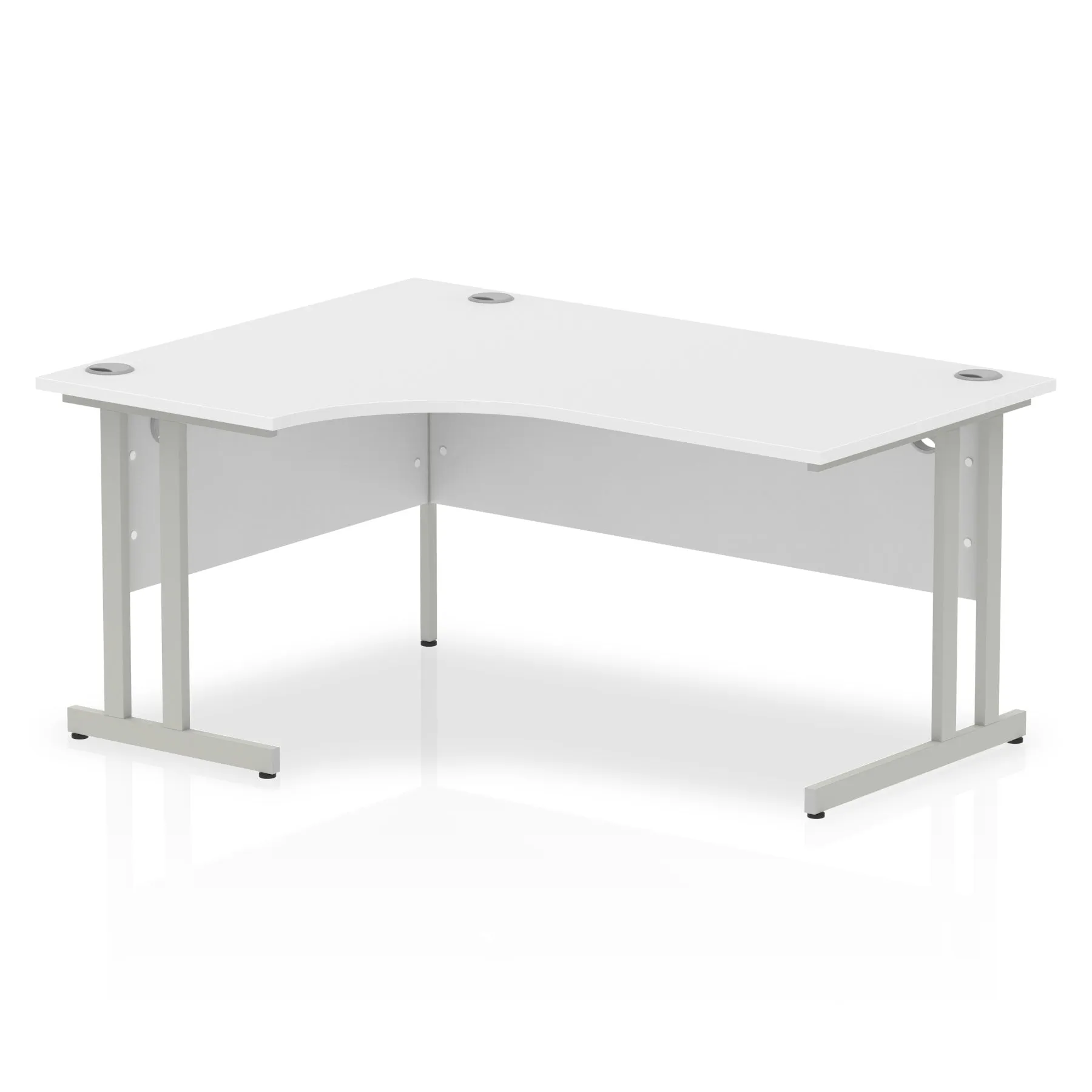 Impulse 1600mm Left Crescent Desk Cantilever Leg - MFC Material, Corner Shape, 1600x1200 Top, Silver/White/Black Frame, 5-Year Guarantee