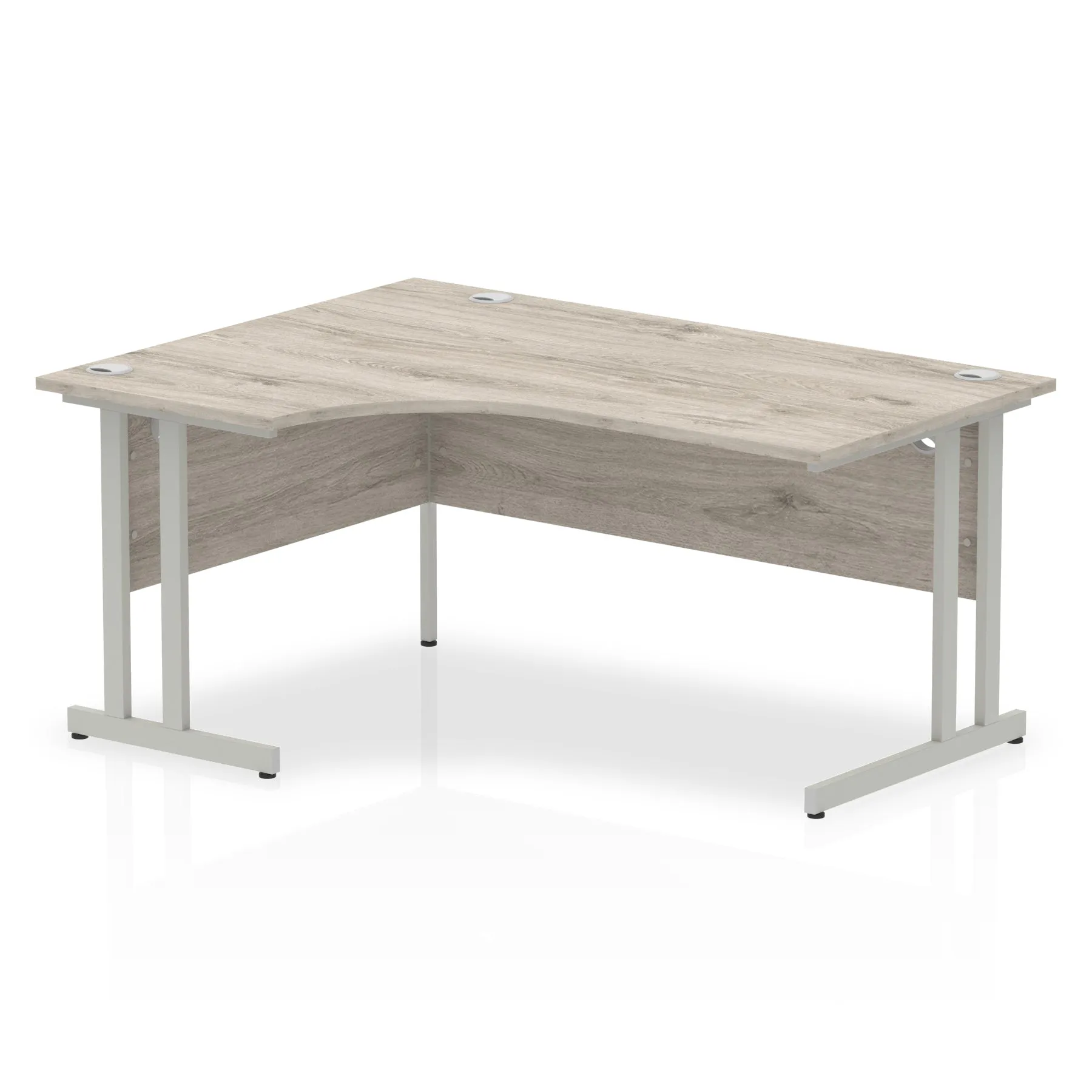 Impulse 1600mm Left Crescent Desk Cantilever Leg - MFC Material, Corner Shape, 1600x1200 Top, Silver/White/Black Frame, 5-Year Guarantee