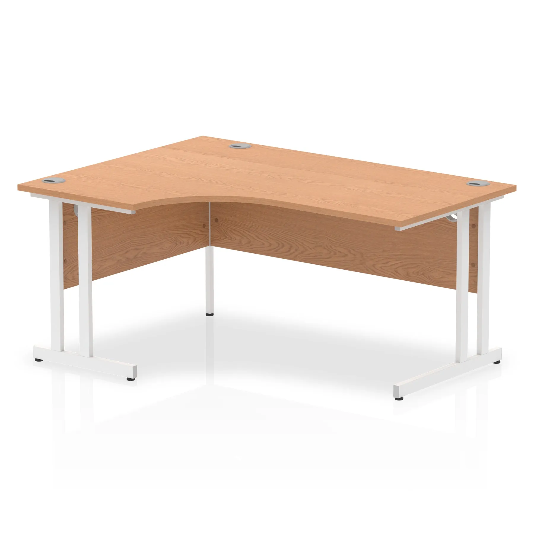 Impulse 1600mm Left Crescent Desk Cantilever Leg - MFC Material, Corner Shape, 1600x1200 Top, Silver/White/Black Frame, 5-Year Guarantee