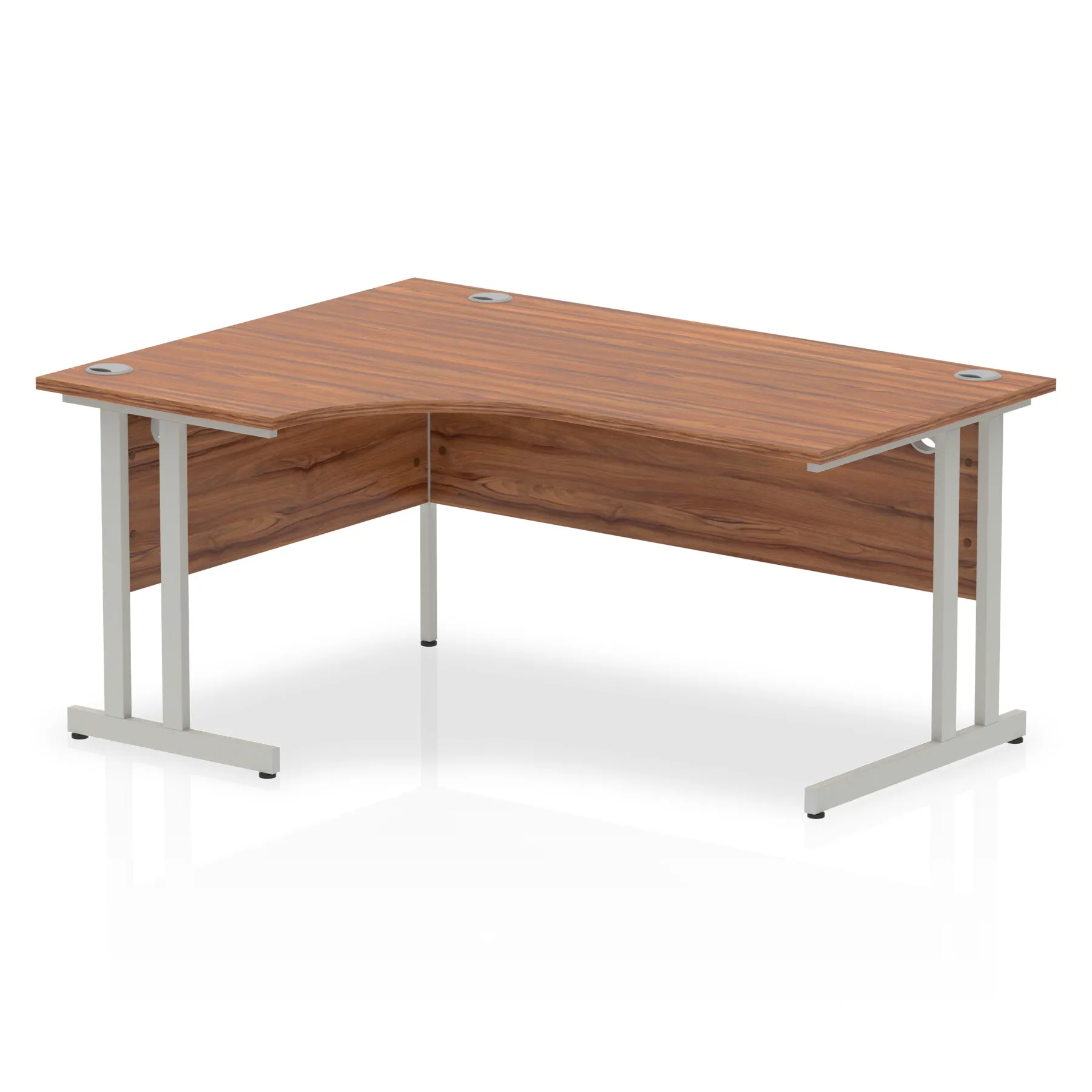 Impulse 1600mm Left Crescent Desk Cantilever Leg - MFC Material, Corner Shape, 1600x1200 Top, Silver/White/Black Frame, 5-Year Guarantee