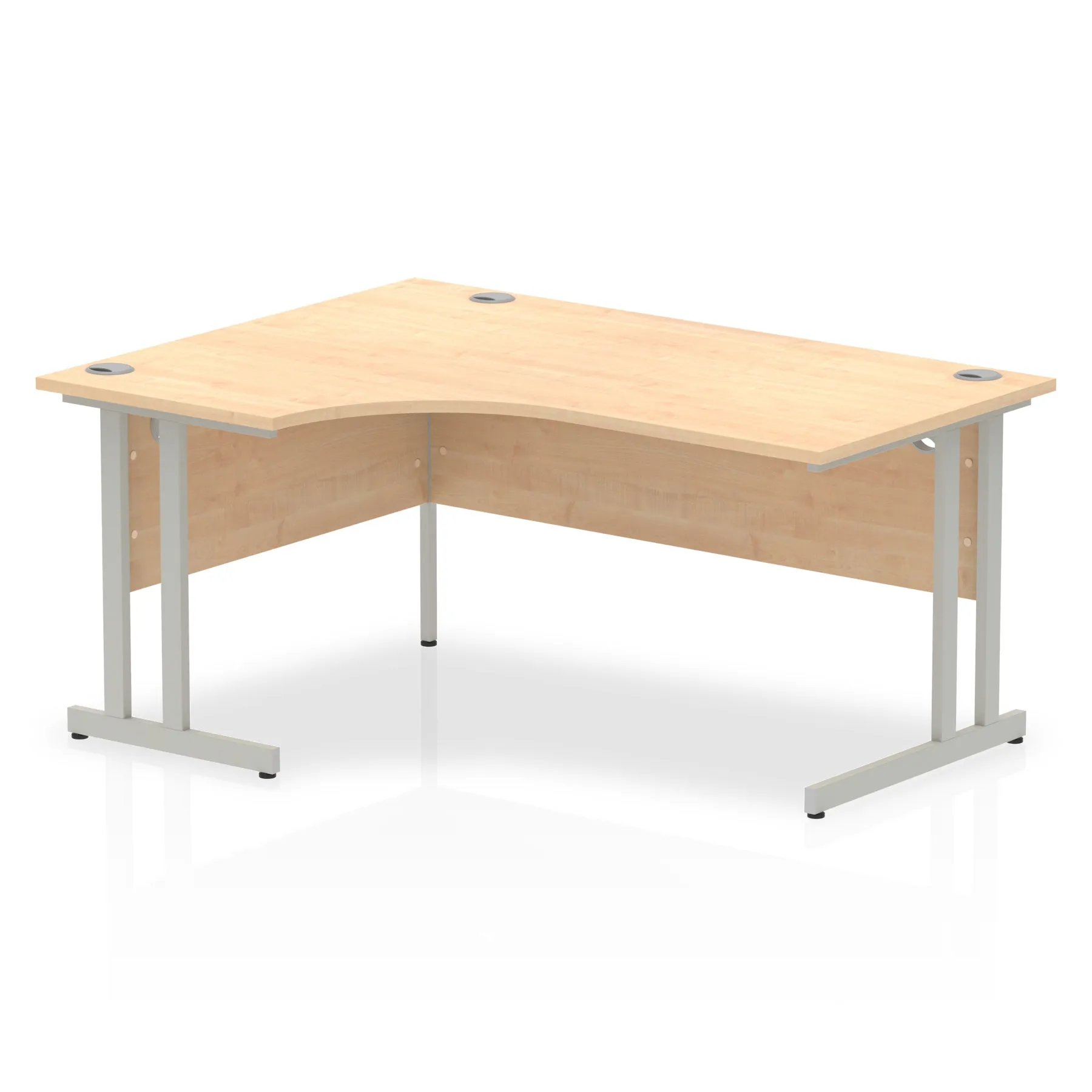 Impulse 1600mm Left Crescent Desk Cantilever Leg - MFC Material, Corner Shape, 1600x1200 Top, Silver/White/Black Frame, 5-Year Guarantee