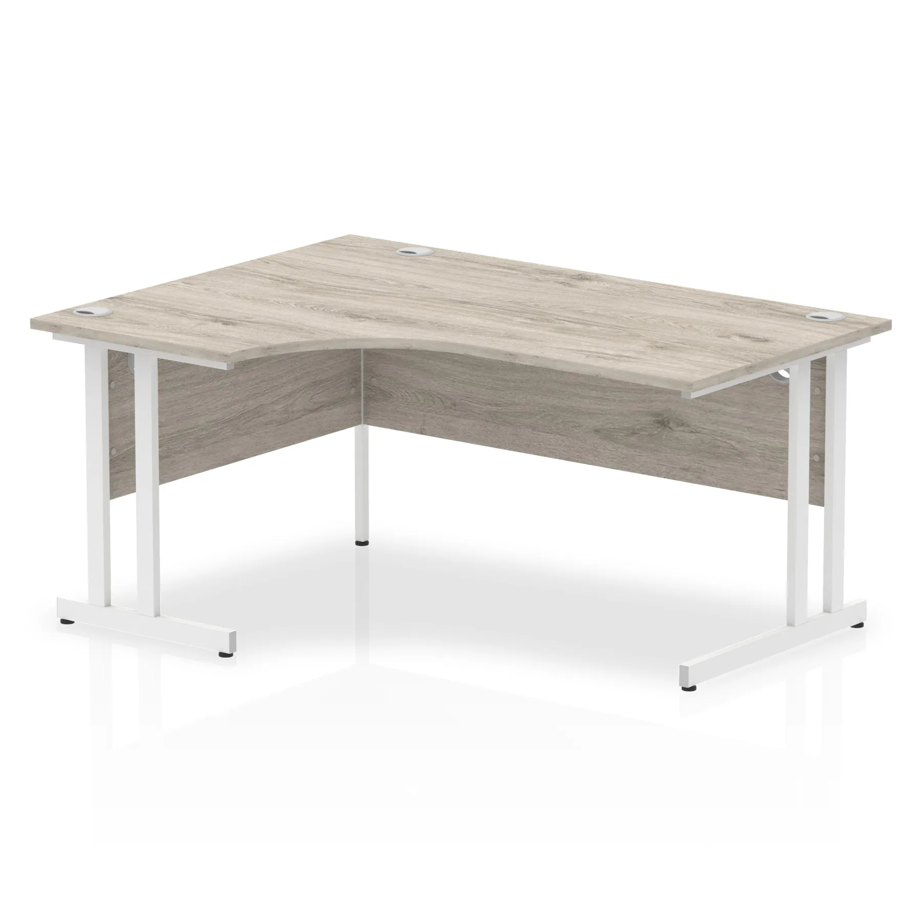 Impulse 1600mm Left Crescent Desk Cantilever Leg - MFC Material, Corner Shape, 1600x1200 Top, Silver/White/Black Frame, 5-Year Guarantee