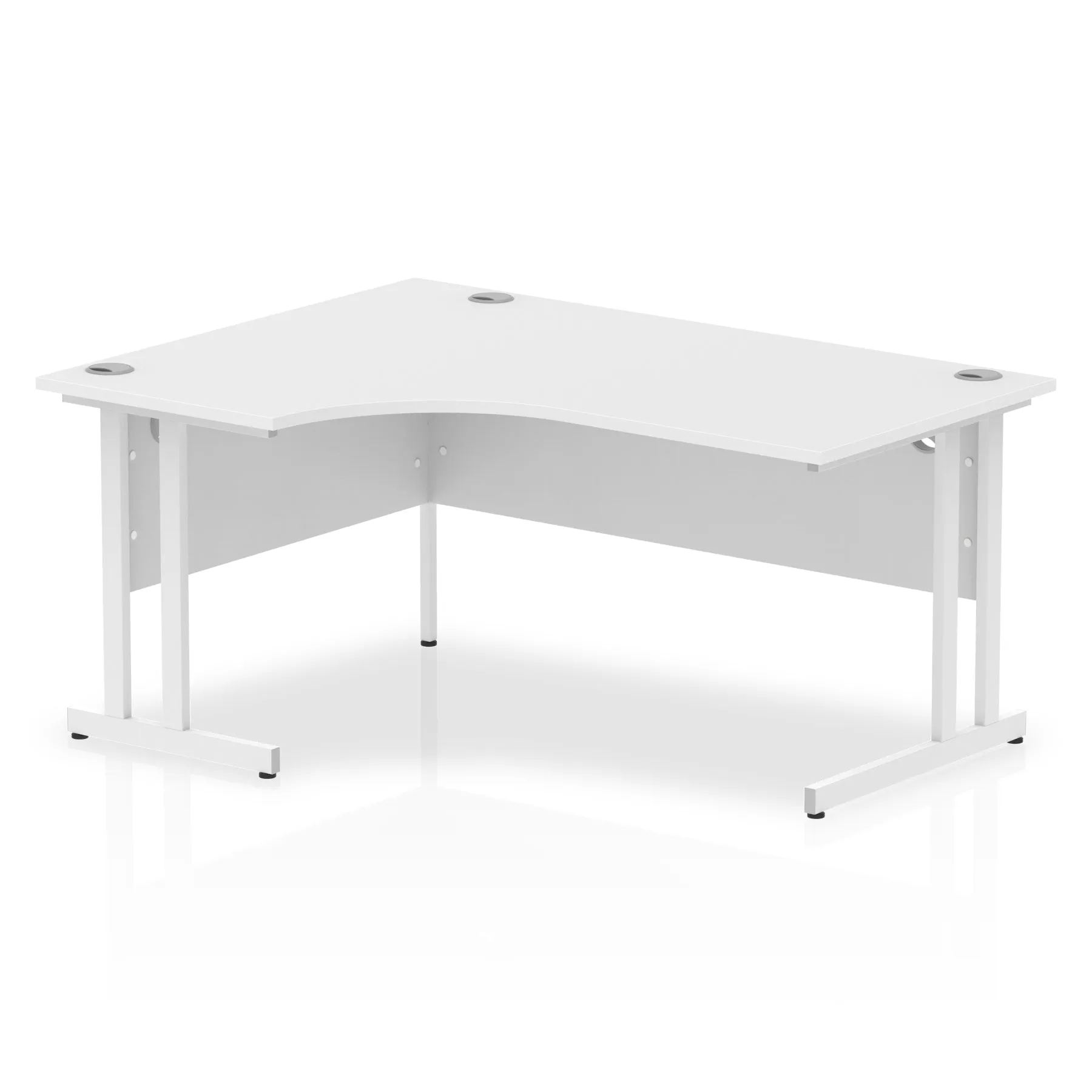 Impulse 1600mm Left Crescent Desk Cantilever Leg - MFC Material, Corner Shape, 1600x1200 Top, Silver/White/Black Frame, 5-Year Guarantee