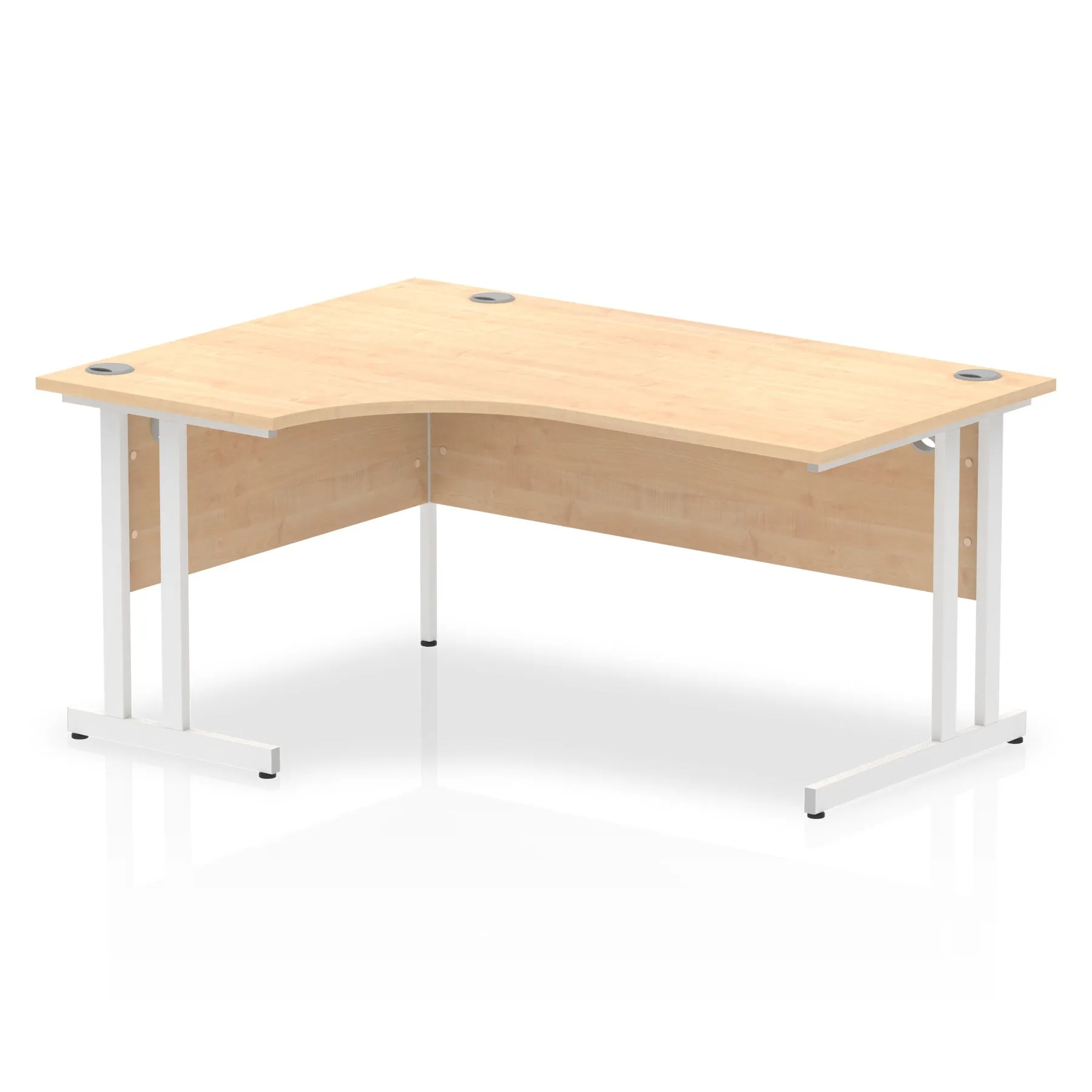 Impulse 1600mm Left Crescent Desk Cantilever Leg - MFC Material, Corner Shape, 1600x1200 Top, Silver/White/Black Frame, 5-Year Guarantee