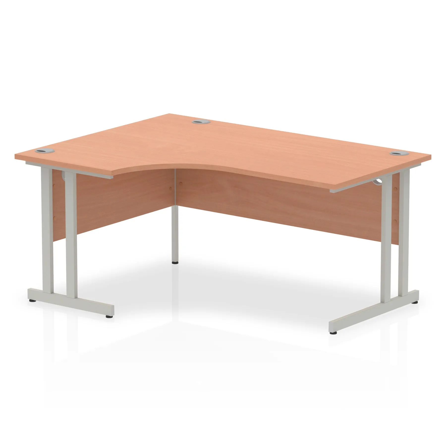 Impulse 1600mm Left Crescent Desk Cantilever Leg - MFC Material, Corner Shape, 1600x1200 Top, Silver/White/Black Frame, 5-Year Guarantee