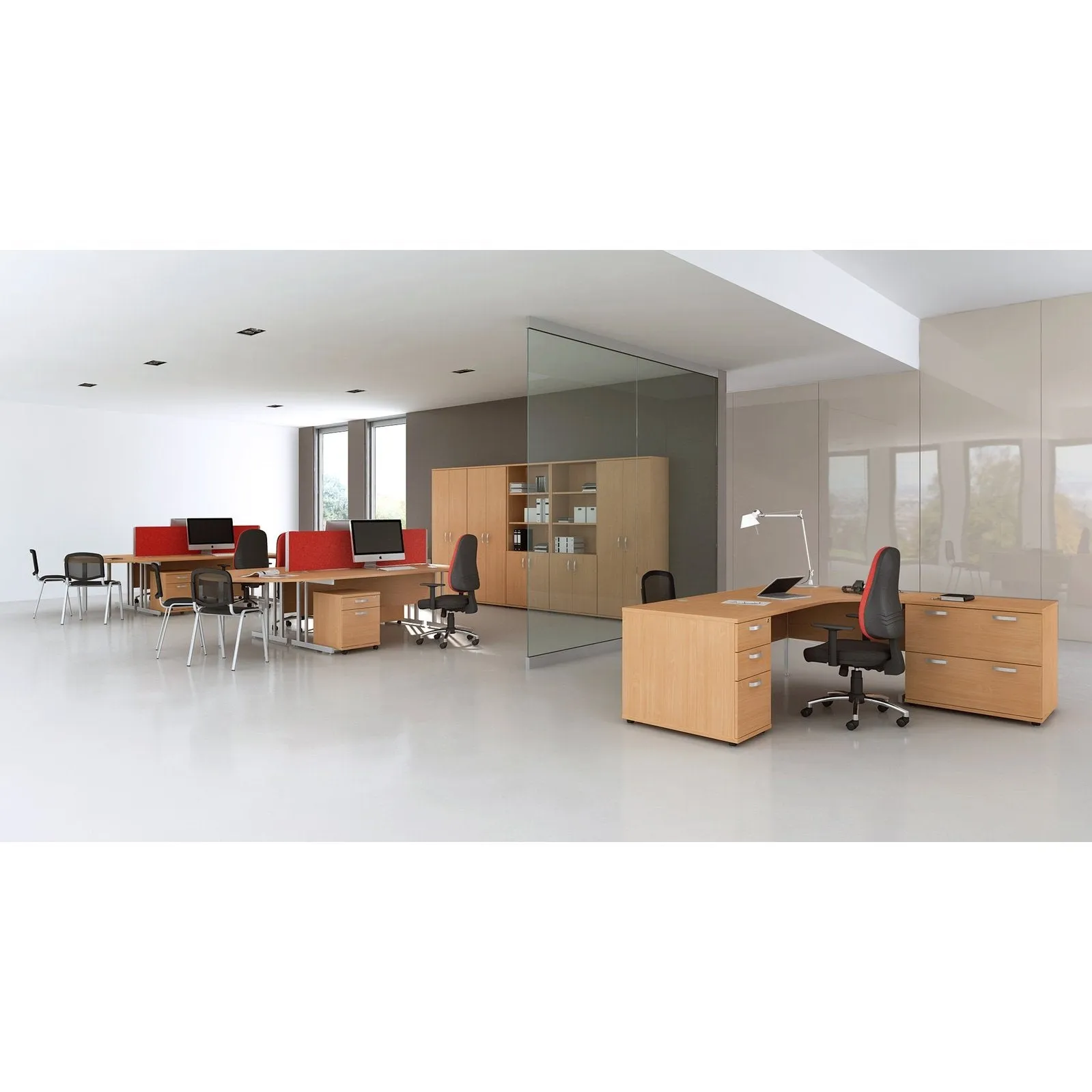 Impulse 1600mm Left Crescent Desk Cantilever Leg - MFC Material, Corner Shape, 1600x1200 Top, Silver/White/Black Frame, 5-Year Guarantee