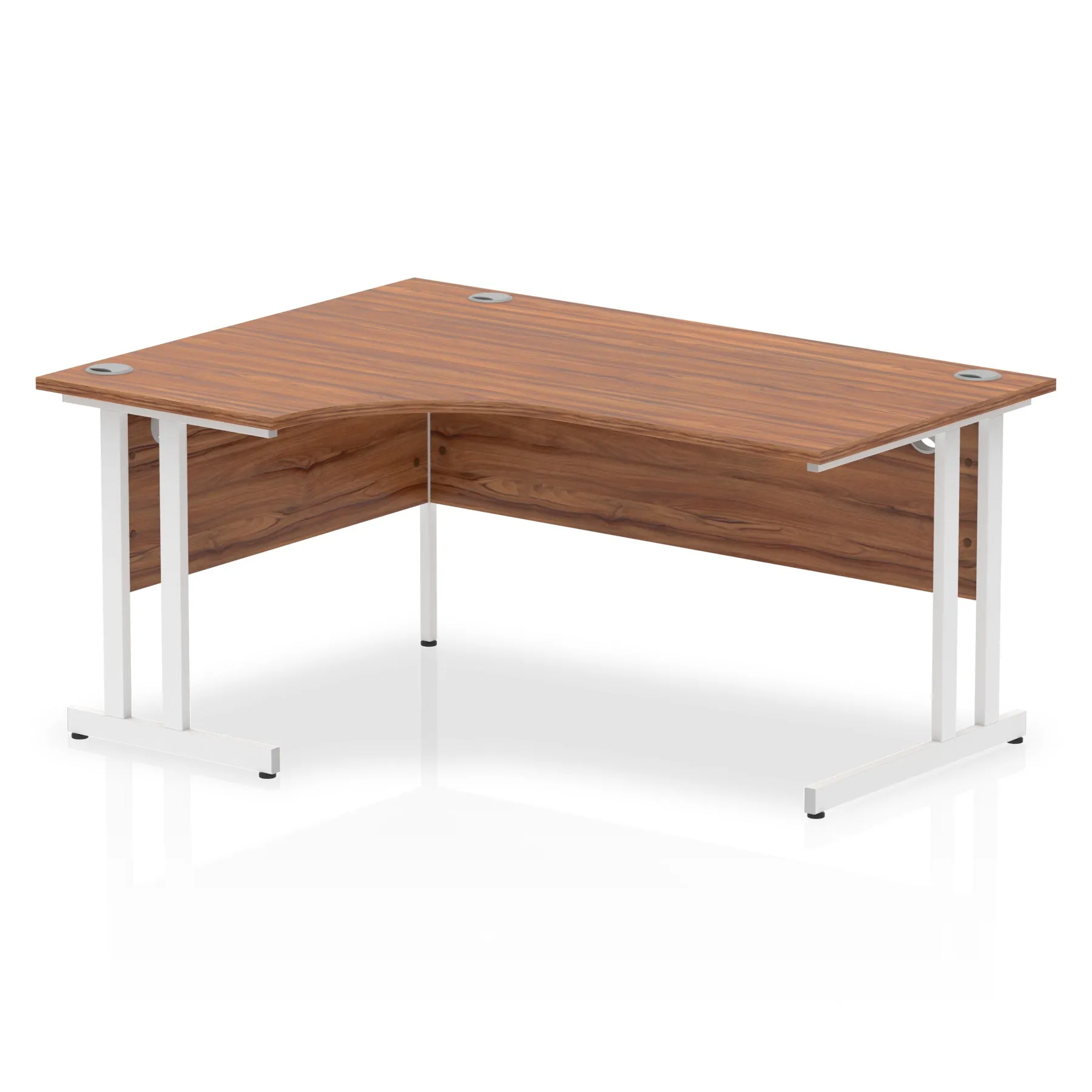 Impulse 1600mm Left Crescent Desk Cantilever Leg - MFC Material, Corner Shape, 1600x1200 Top, Silver/White/Black Frame, 5-Year Guarantee