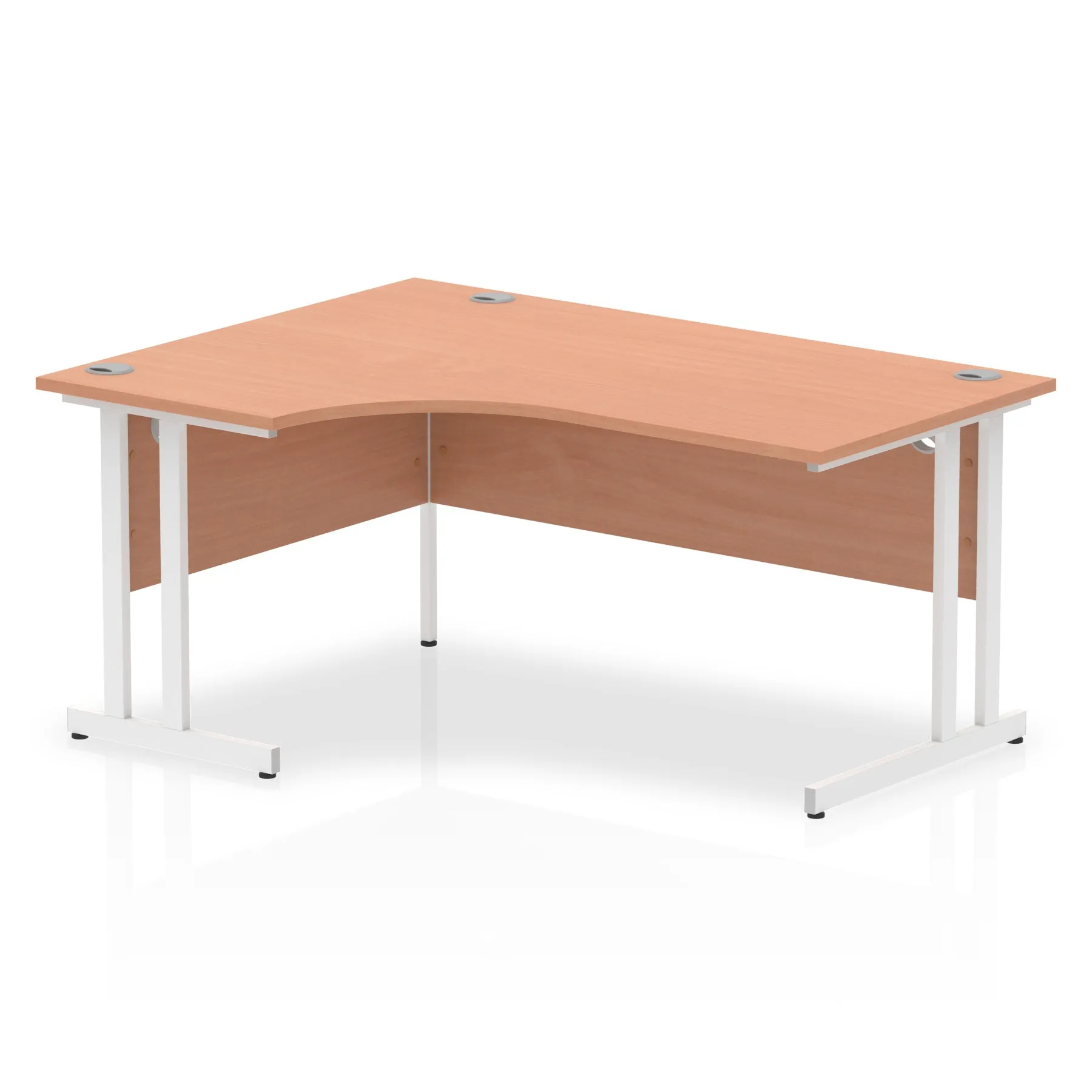 Impulse 1600mm Left Crescent Desk Cantilever Leg - MFC Material, Corner Shape, 1600x1200 Top, Silver/White/Black Frame, 5-Year Guarantee