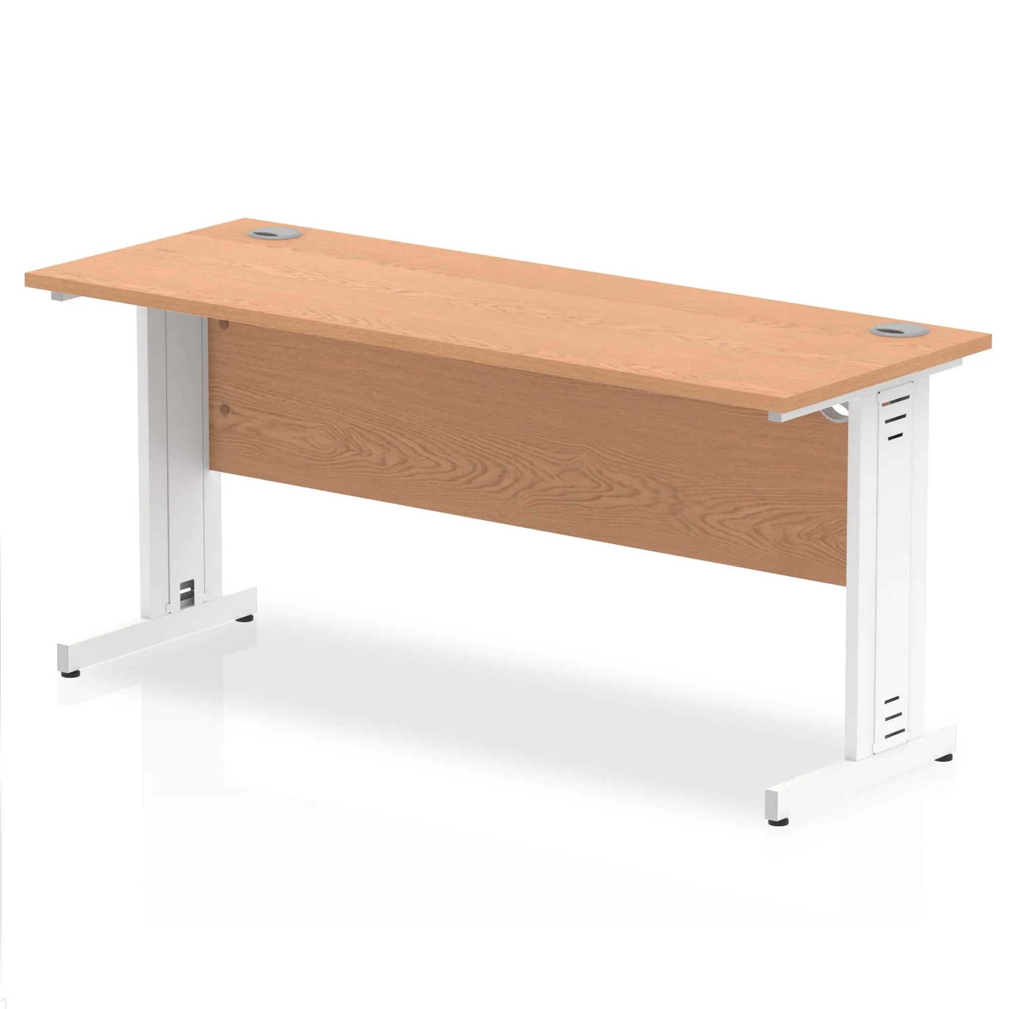 Impulse 1600mm Slimline Desk with Cable Managed Leg - MFC Rectangular Table, Self-Assembly, 5-Year Guarantee, Silver/White Frame