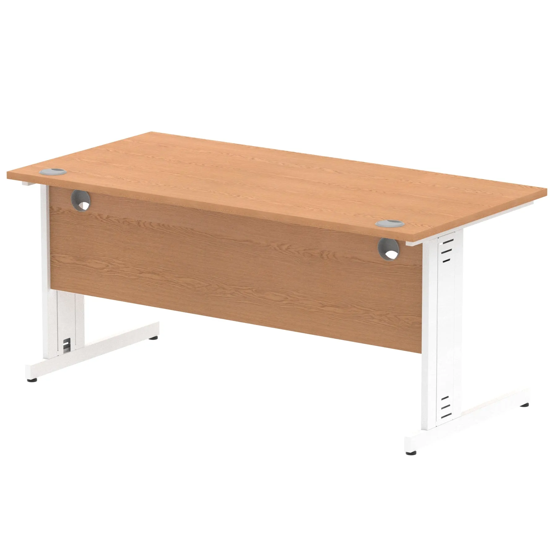 Impulse 1600mm Straight Desk with Cable Managed Leg - MFC Rectangular Table, 1600x800, Silver/White Frame, 5-Year Guarantee
