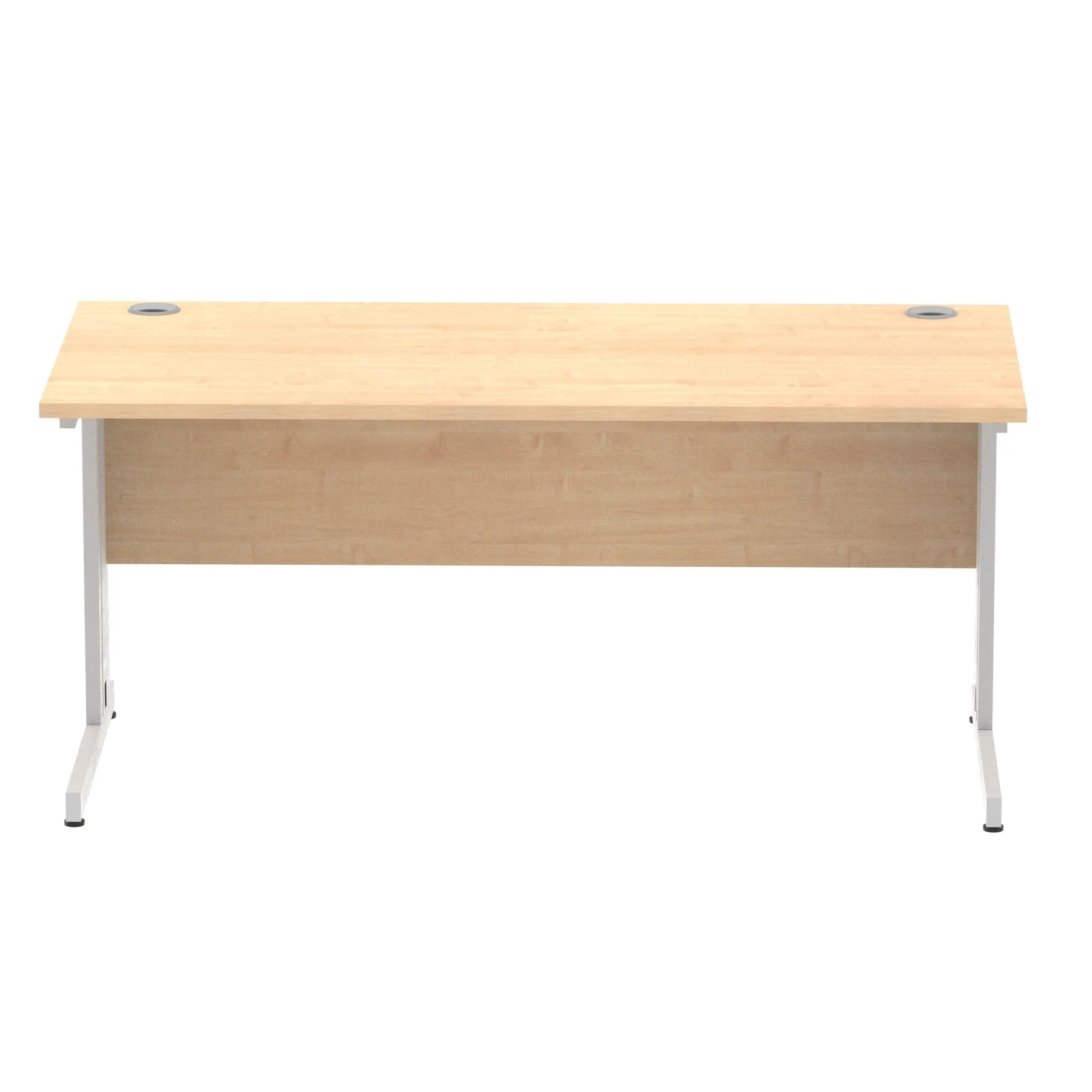 Impulse 1600mm Straight Desk with Cable Managed Leg - MFC Rectangular Table, 1600x800, Silver/White Frame, 5-Year Guarantee