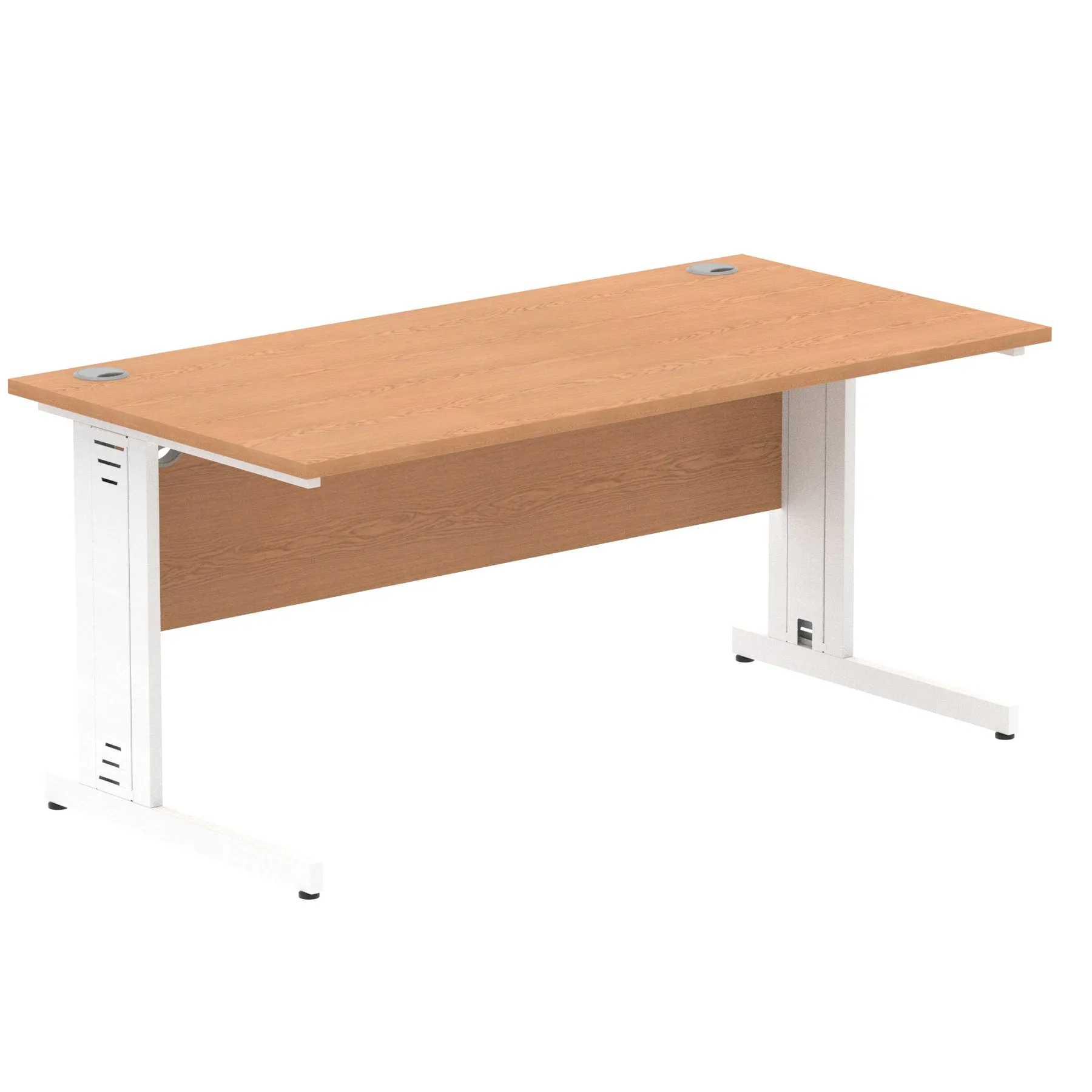 Impulse 1600mm Straight Desk with Cable Managed Leg - MFC Rectangular Table, 1600x800, Silver/White Frame, 5-Year Guarantee