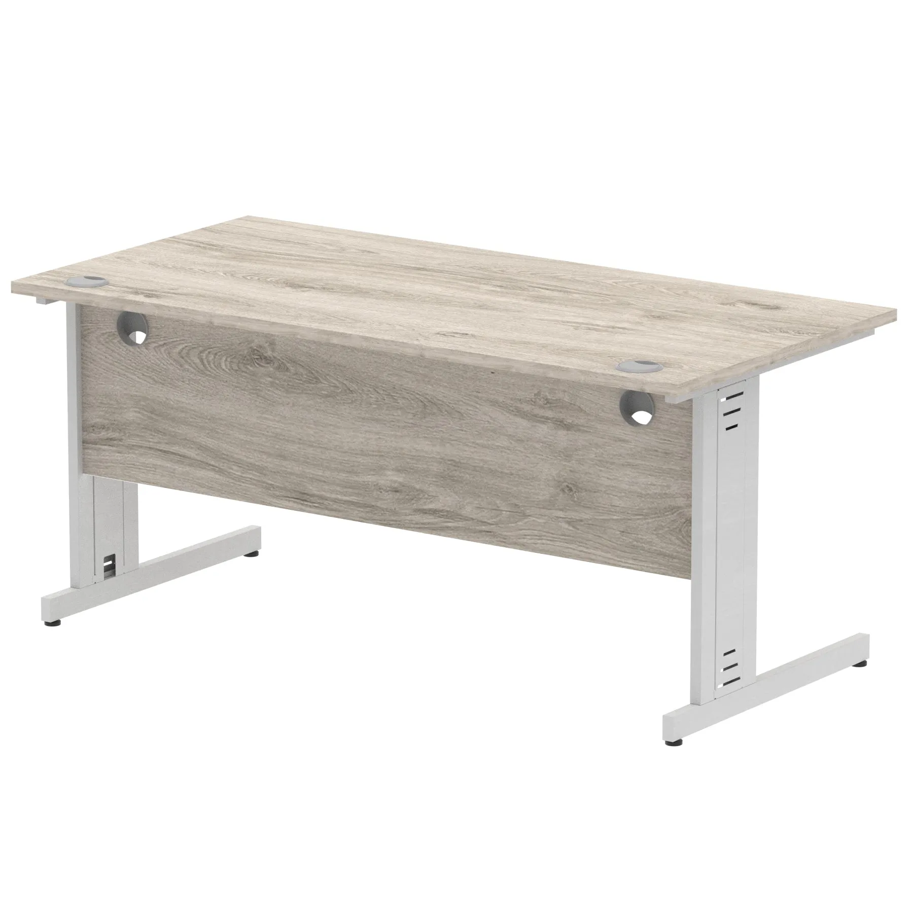 Impulse 1600mm Straight Desk with Cable Managed Leg - MFC Rectangular Table, 1600x800, Silver/White Frame, 5-Year Guarantee