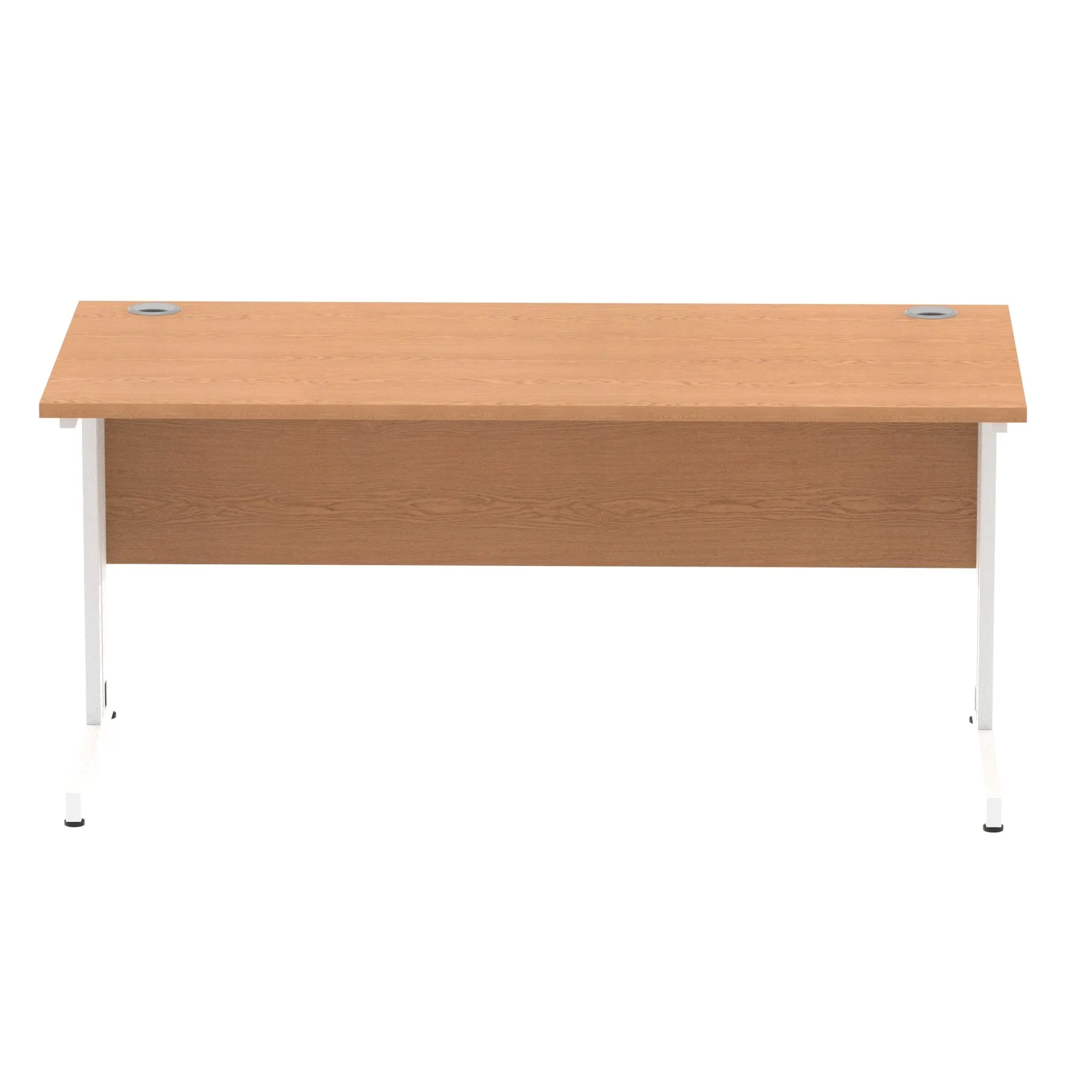 Impulse 1600mm Straight Desk with Cable Managed Leg - MFC Rectangular Table, 1600x800, Silver/White Frame, 5-Year Guarantee