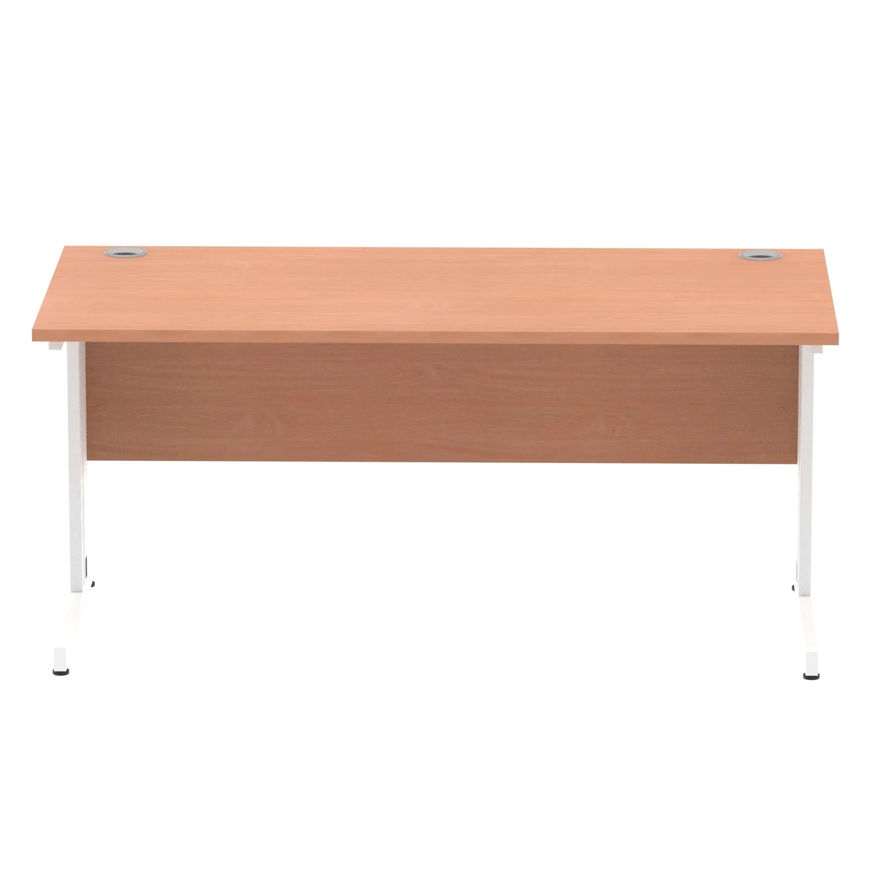 Impulse 1600mm Straight Desk with Cable Managed Leg - MFC Rectangular Table, 1600x800, Silver/White Frame, 5-Year Guarantee