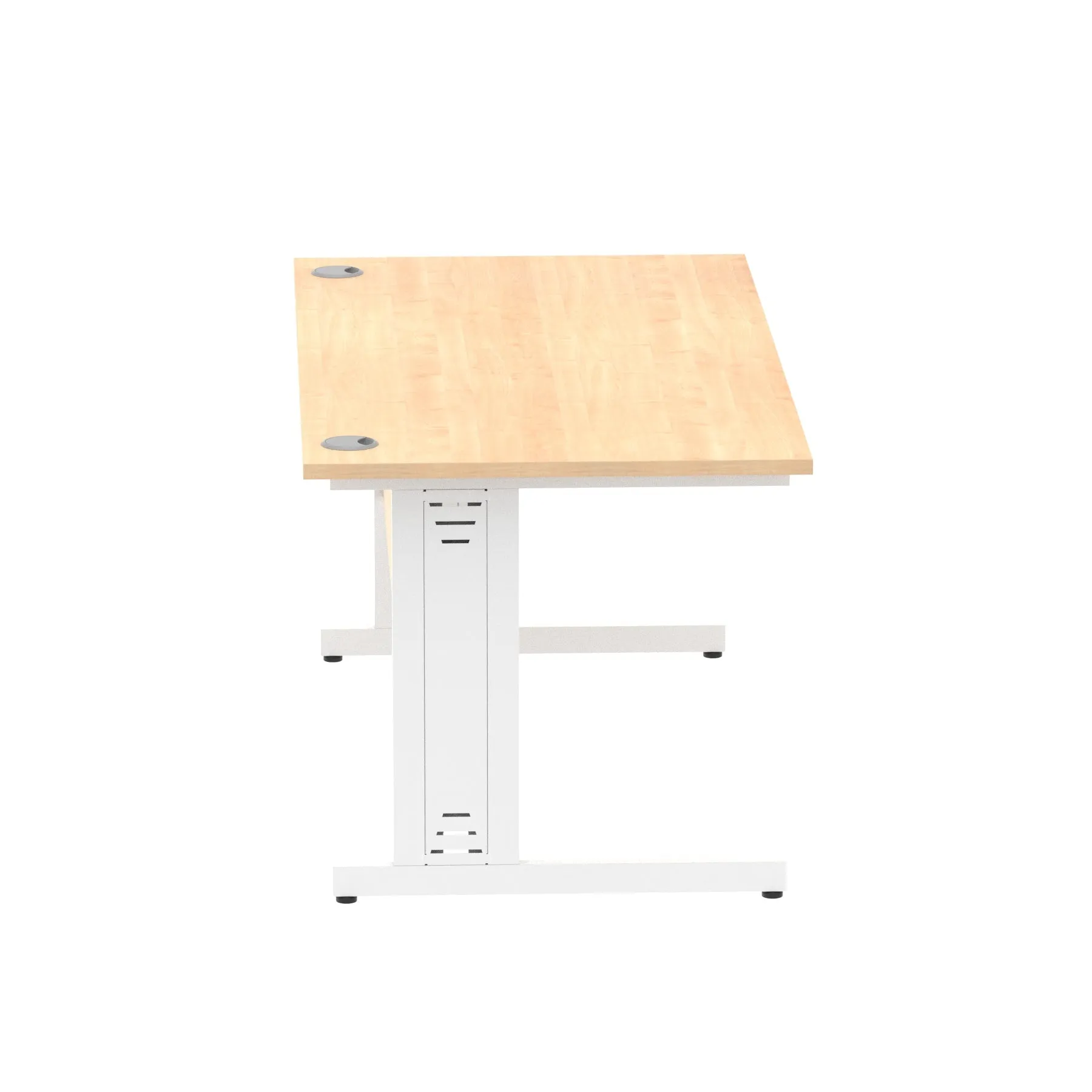 Impulse 1600mm Straight Desk with Cable Managed Leg - MFC Rectangular Table, 1600x800, Silver/White Frame, 5-Year Guarantee