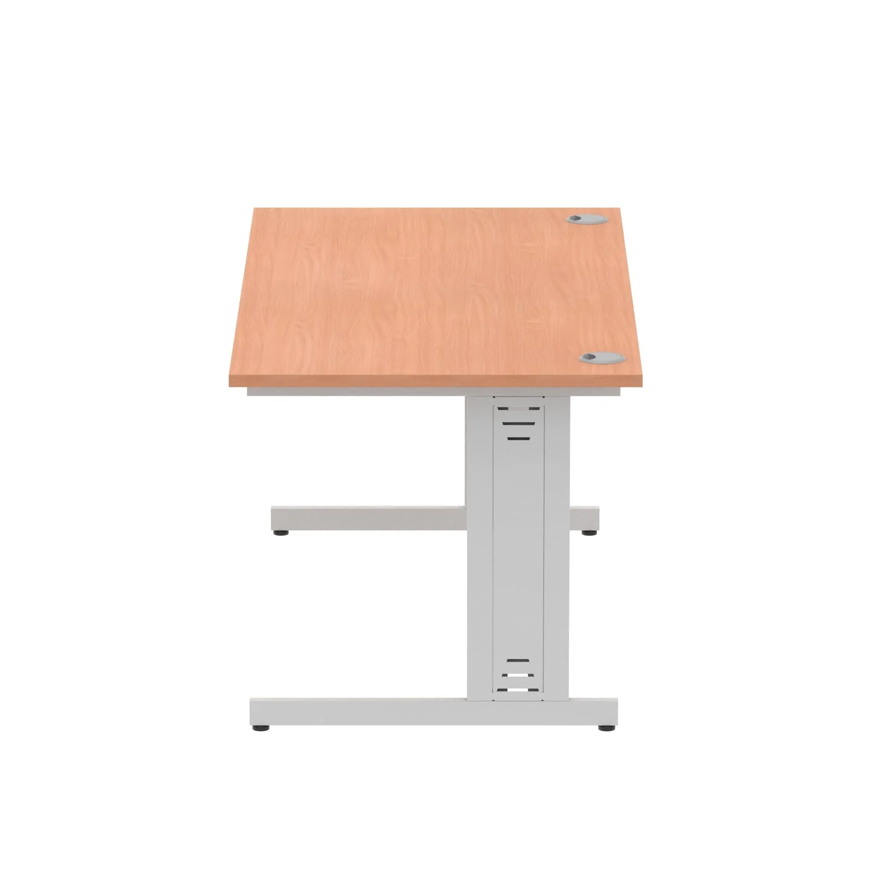 Impulse 1600mm Straight Desk with Cable Managed Leg - MFC Rectangular Table, 1600x800, Silver/White Frame, 5-Year Guarantee
