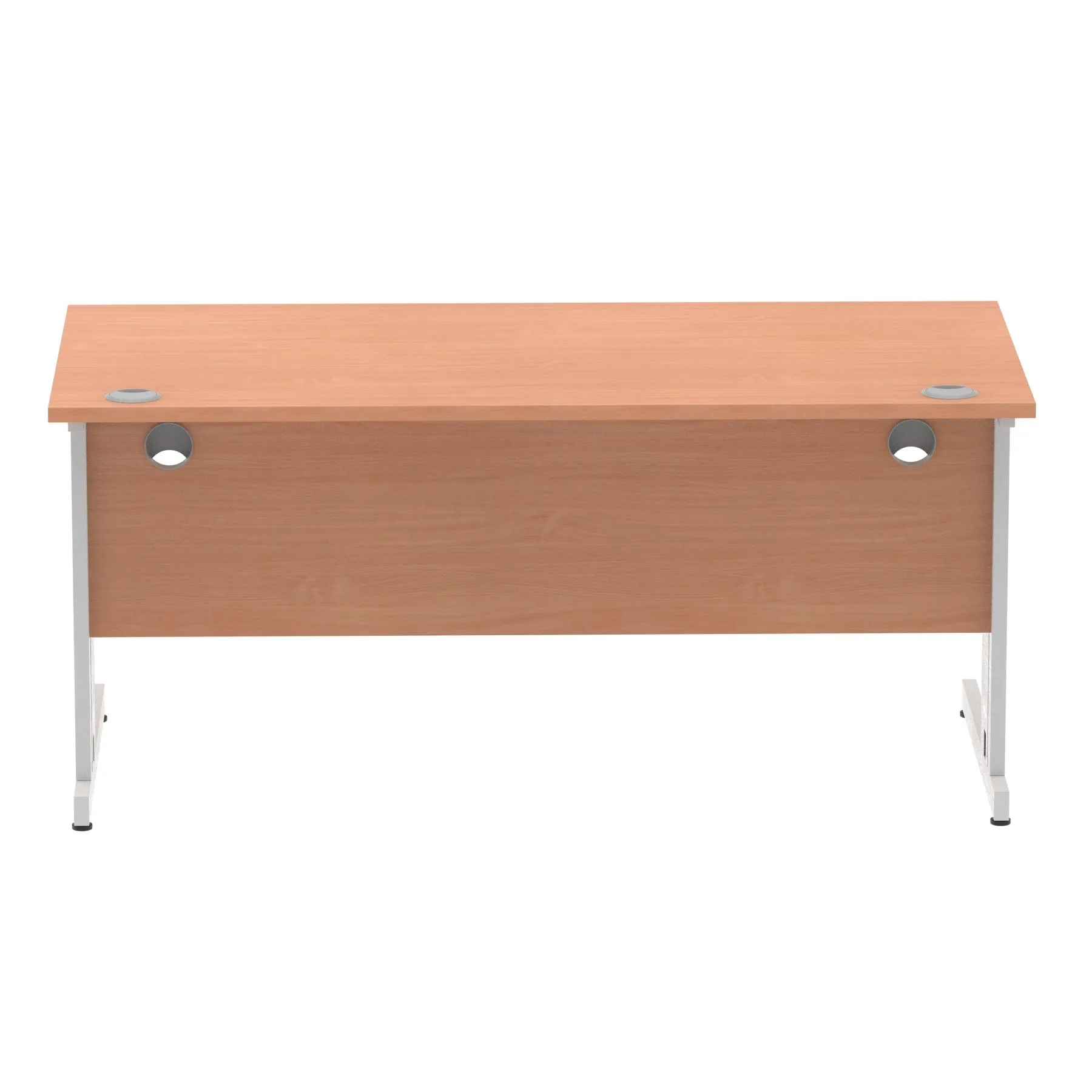 Impulse 1600mm Straight Desk with Cable Managed Leg - MFC Rectangular Table, 1600x800, Silver/White Frame, 5-Year Guarantee