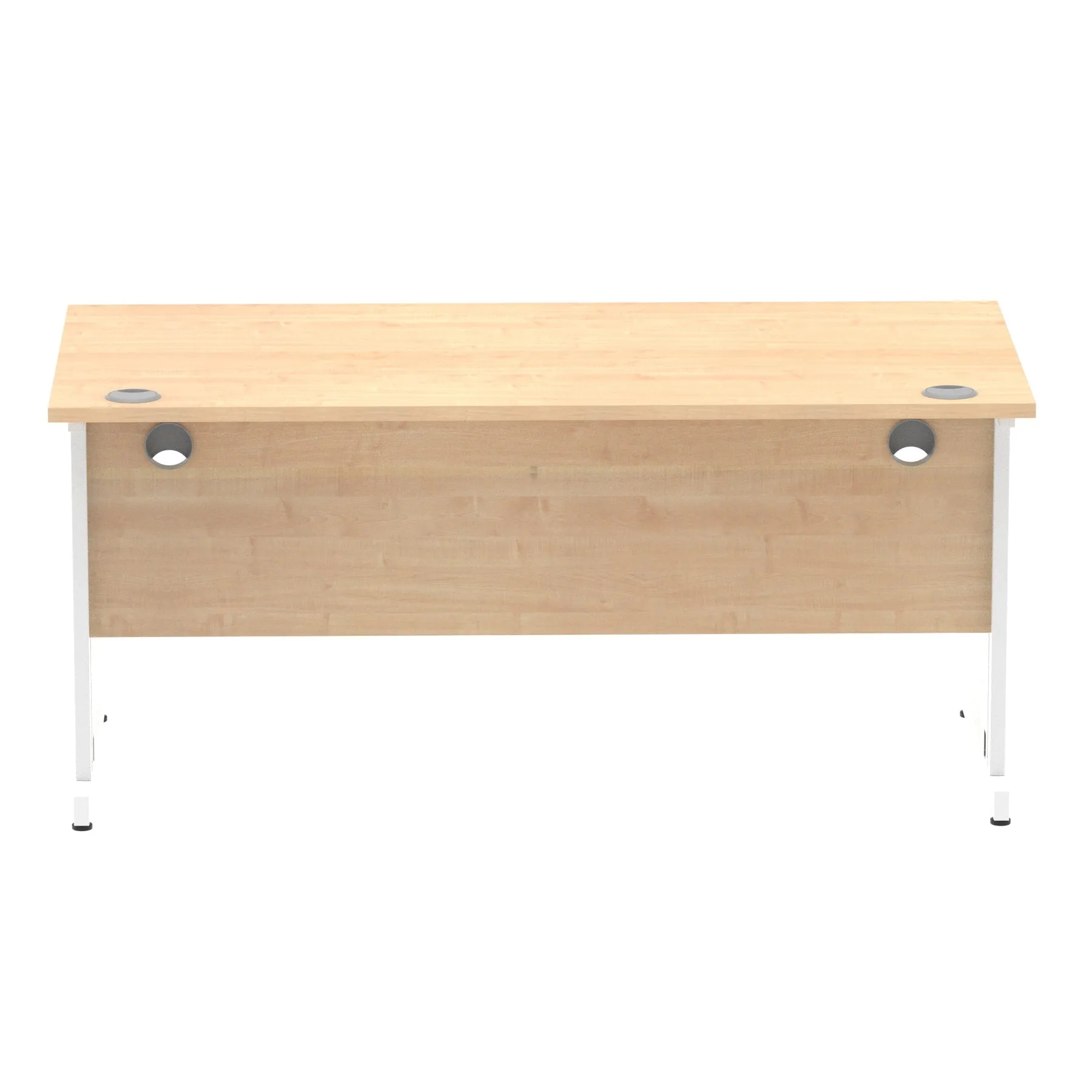 Impulse 1600mm Straight Desk with Cable Managed Leg - MFC Rectangular Table, 1600x800, Silver/White Frame, 5-Year Guarantee