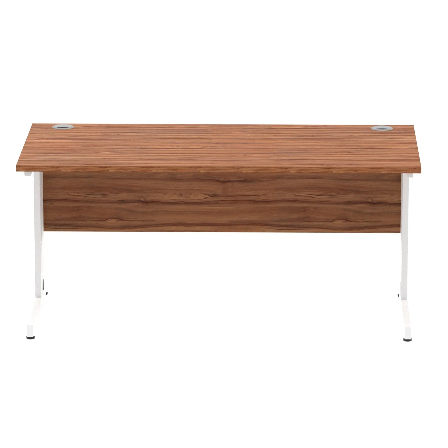 Impulse 1600mm Straight Desk with Cable Managed Leg - MFC Rectangular Table, 1600x800, Silver/White Frame, 5-Year Guarantee