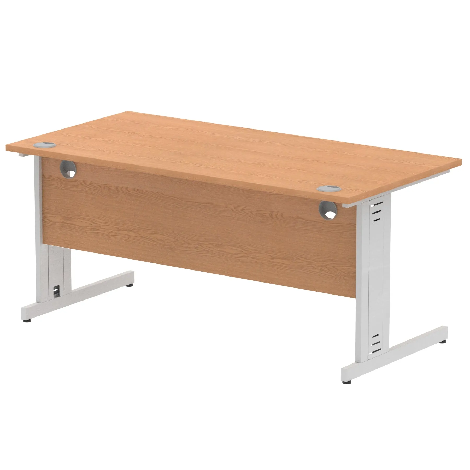 Impulse 1600mm Straight Desk with Cable Managed Leg - MFC Rectangular Table, 1600x800, Silver/White Frame, 5-Year Guarantee