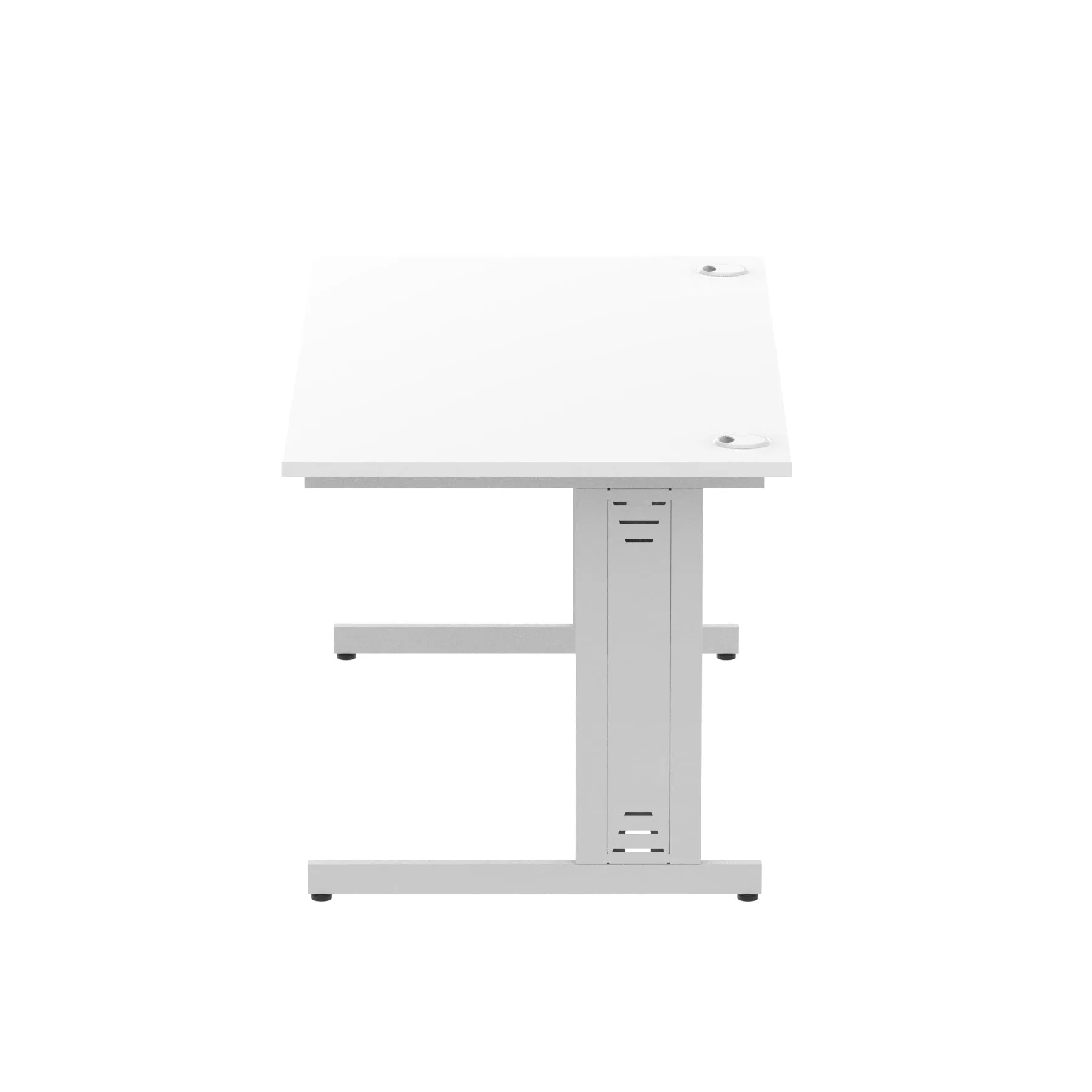 Impulse 1600mm Straight Desk with Cable Managed Leg - MFC Rectangular Table, 1600x800, Silver/White Frame, 5-Year Guarantee