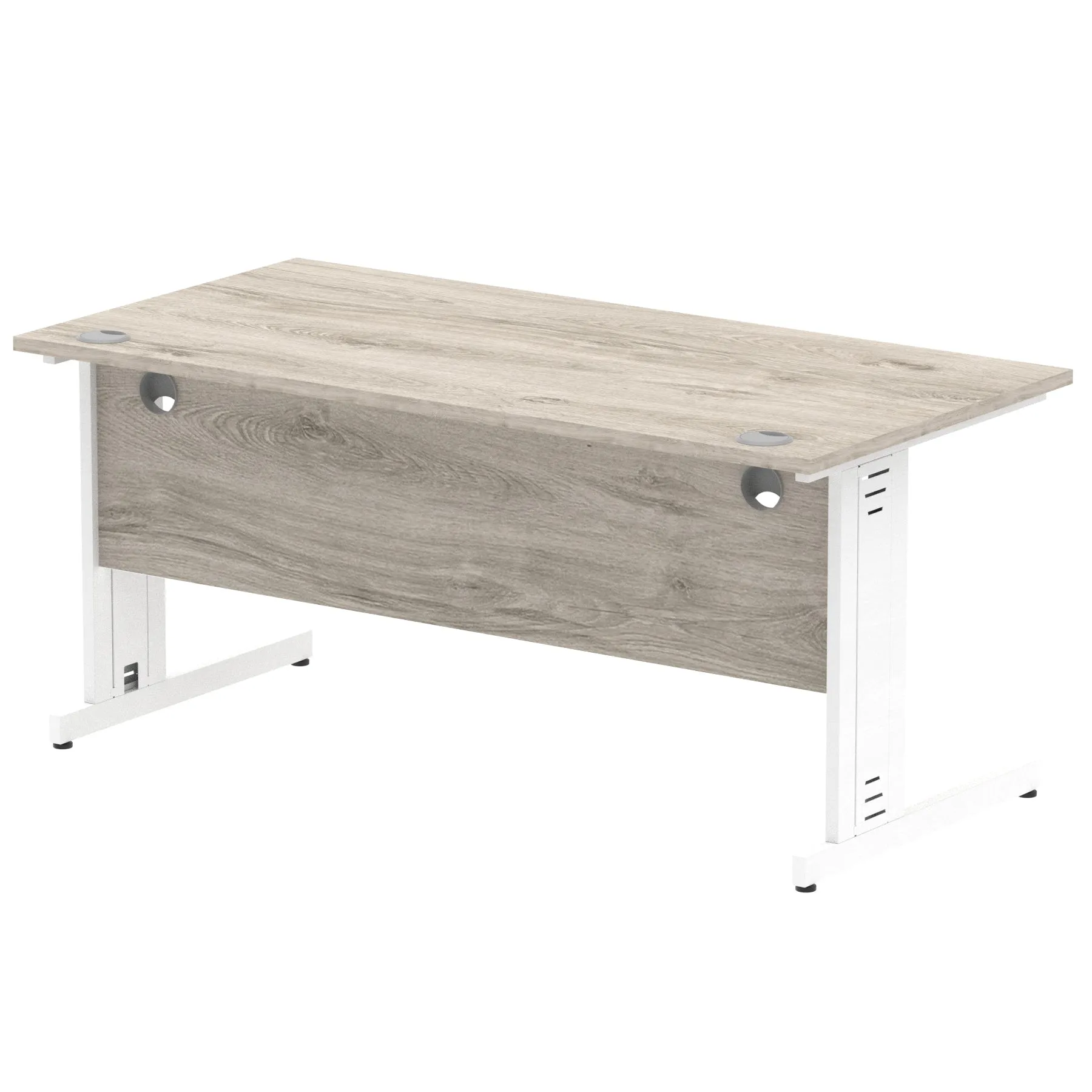 Impulse 1600mm Straight Desk with Cable Managed Leg - MFC Rectangular Table, 1600x800, Silver/White Frame, 5-Year Guarantee