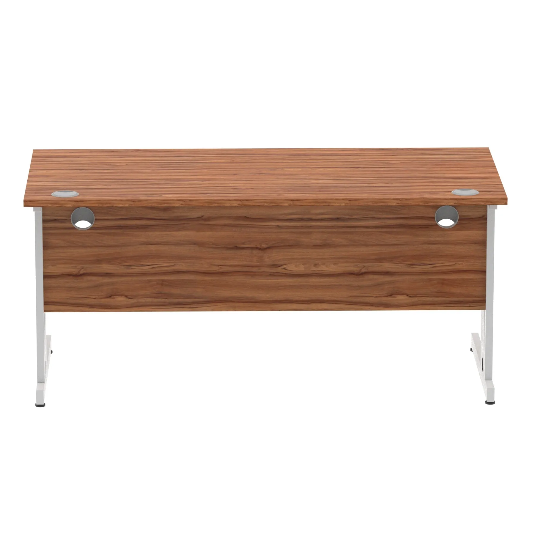 Impulse 1600mm Straight Desk with Cable Managed Leg - MFC Rectangular Table, 1600x800, Silver/White Frame, 5-Year Guarantee