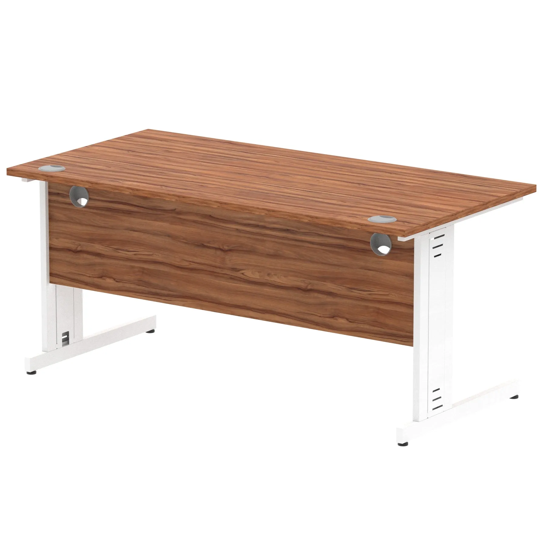 Impulse 1600mm Straight Desk with Cable Managed Leg - MFC Rectangular Table, 1600x800, Silver/White Frame, 5-Year Guarantee