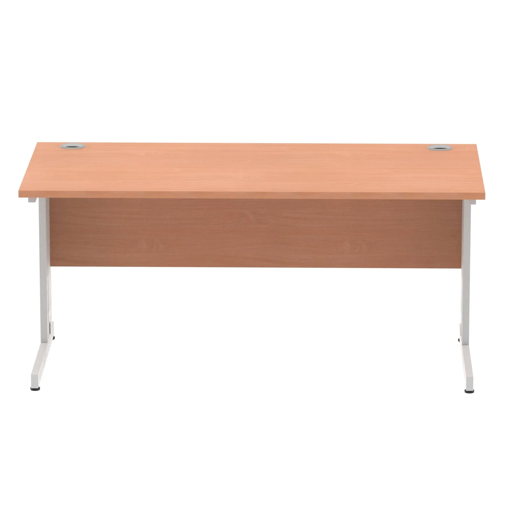 Impulse 1600mm Straight Desk with Cable Managed Leg - MFC Rectangular Table, 1600x800, Silver/White Frame, 5-Year Guarantee