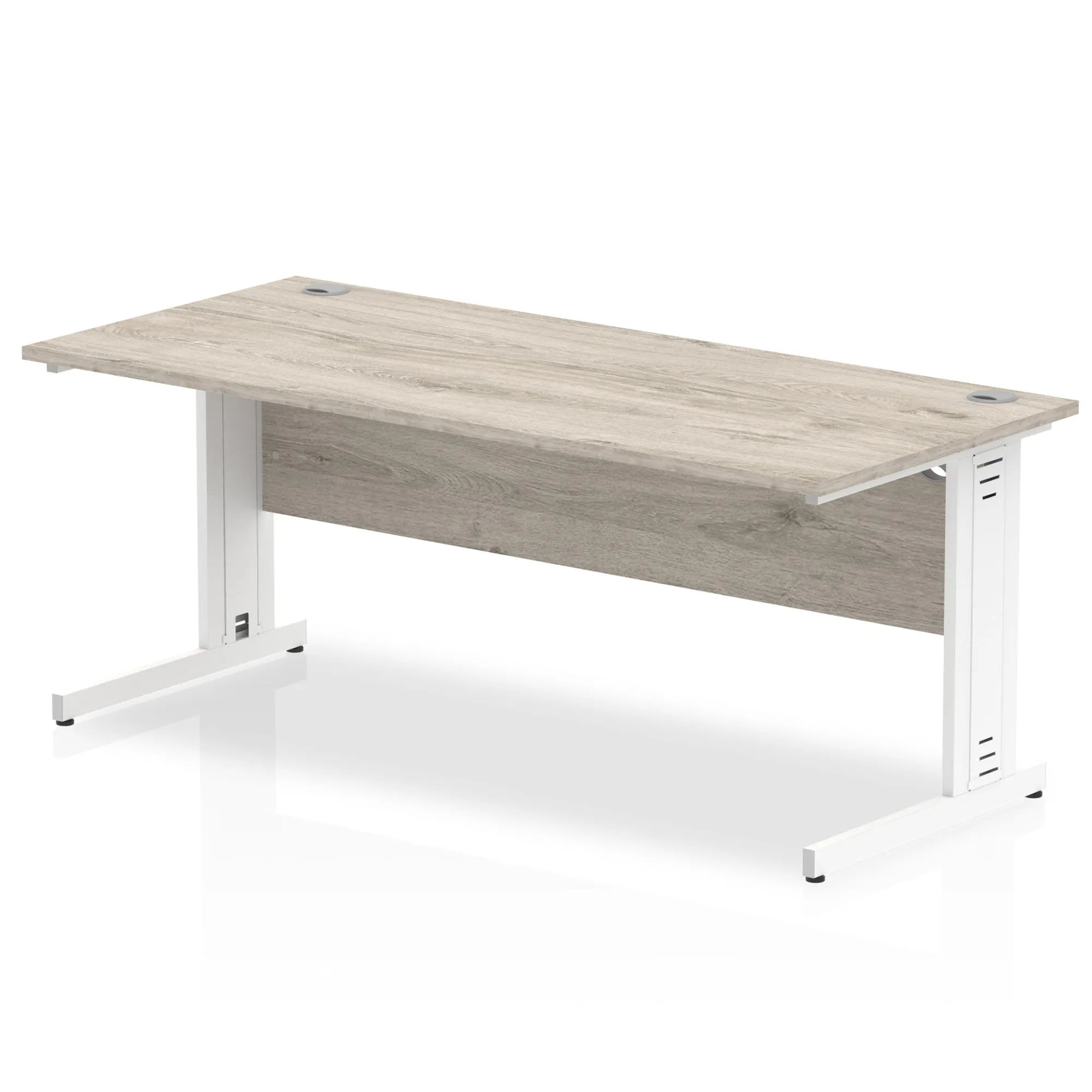 Impulse 1600mm Straight Desk with Cable Managed Leg - MFC Rectangular Table, 1600x800, Silver/White Frame, 5-Year Guarantee