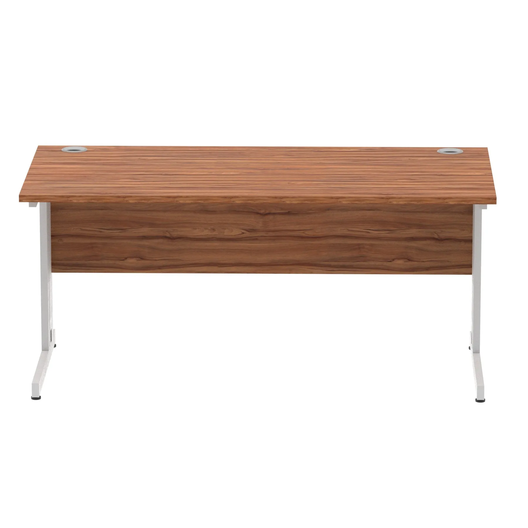 Impulse 1600mm Straight Desk with Cable Managed Leg - MFC Rectangular Table, 1600x800, Silver/White Frame, 5-Year Guarantee