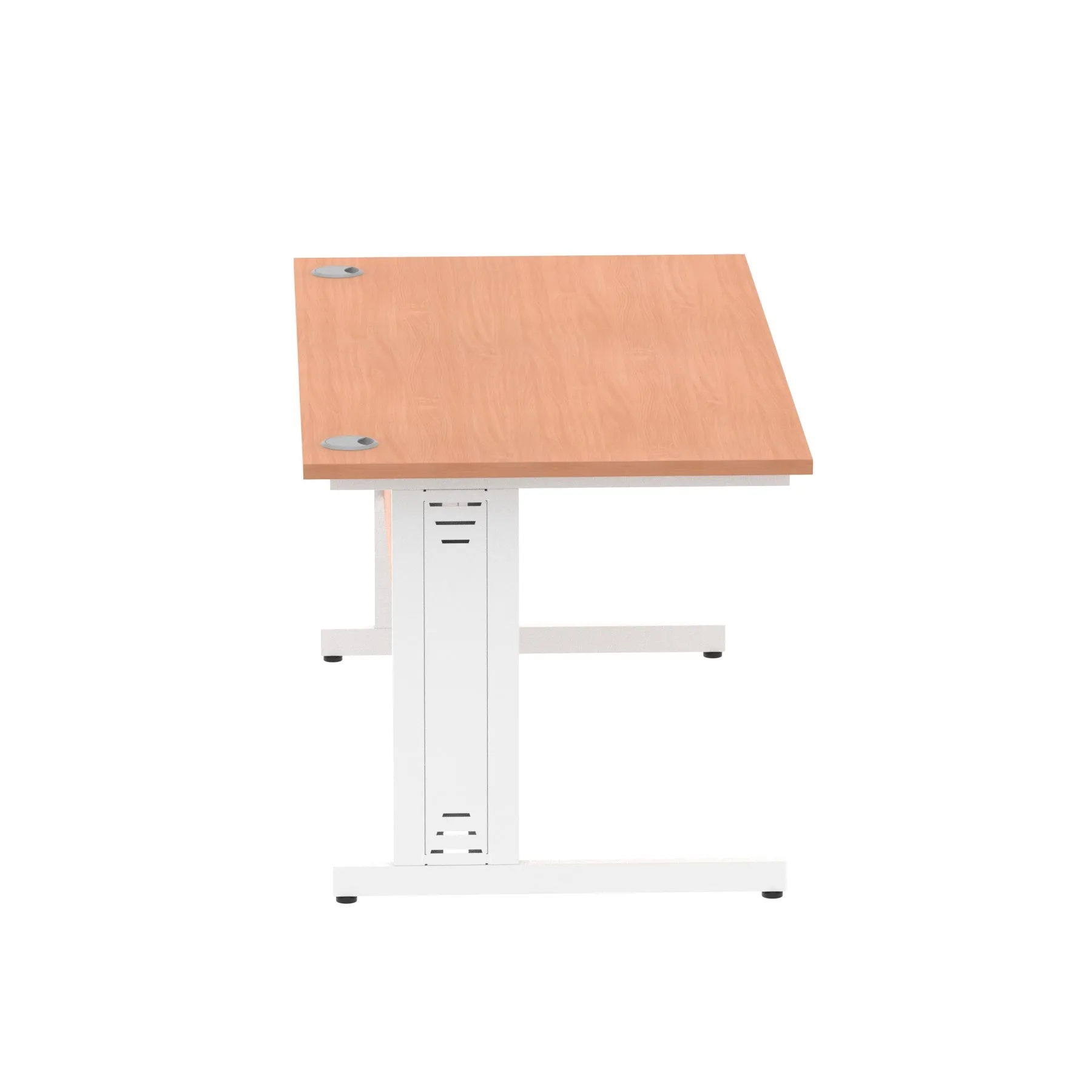 Impulse 1600mm Straight Desk with Cable Managed Leg - MFC Rectangular Table, 1600x800, Silver/White Frame, 5-Year Guarantee