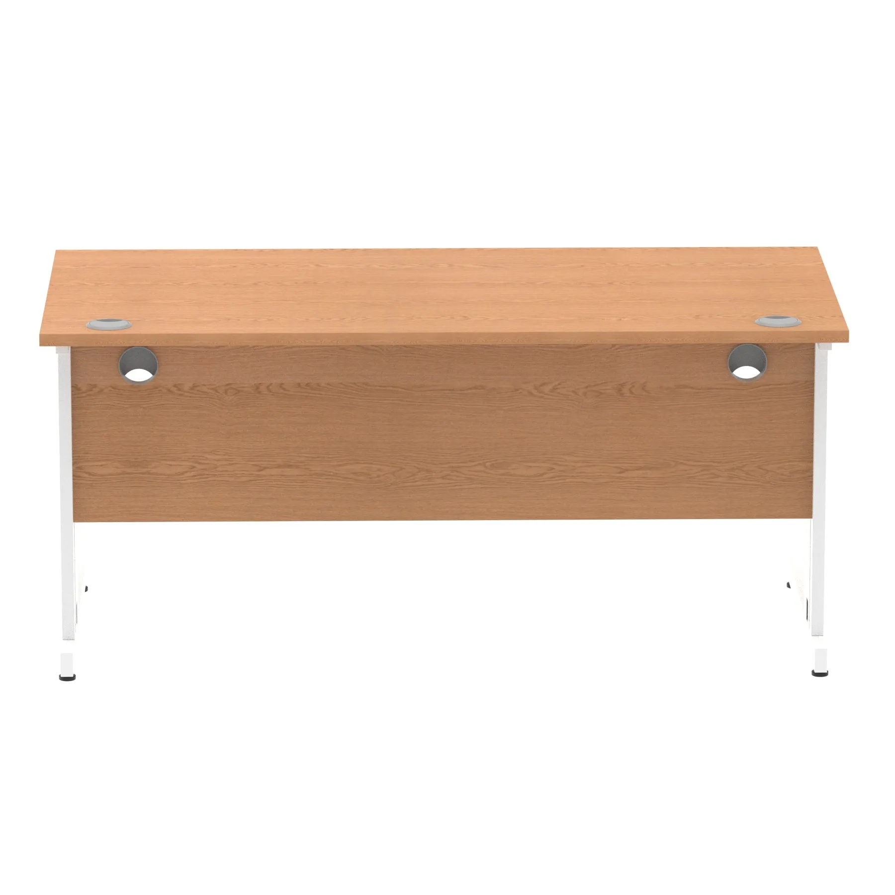 Impulse 1600mm Straight Desk with Cable Managed Leg - MFC Rectangular Table, 1600x800, Silver/White Frame, 5-Year Guarantee