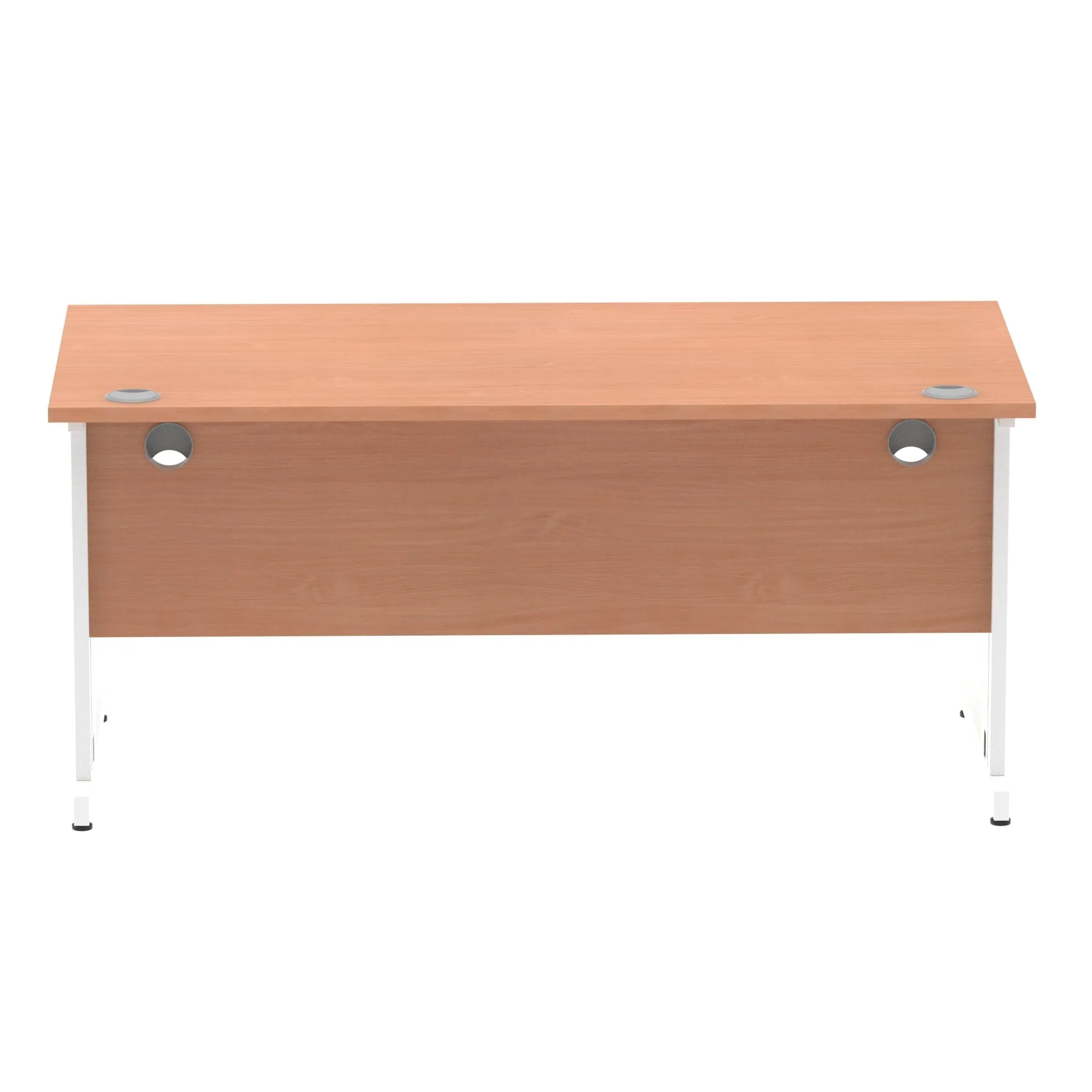 Impulse 1600mm Straight Desk with Cable Managed Leg - MFC Rectangular Table, 1600x800, Silver/White Frame, 5-Year Guarantee