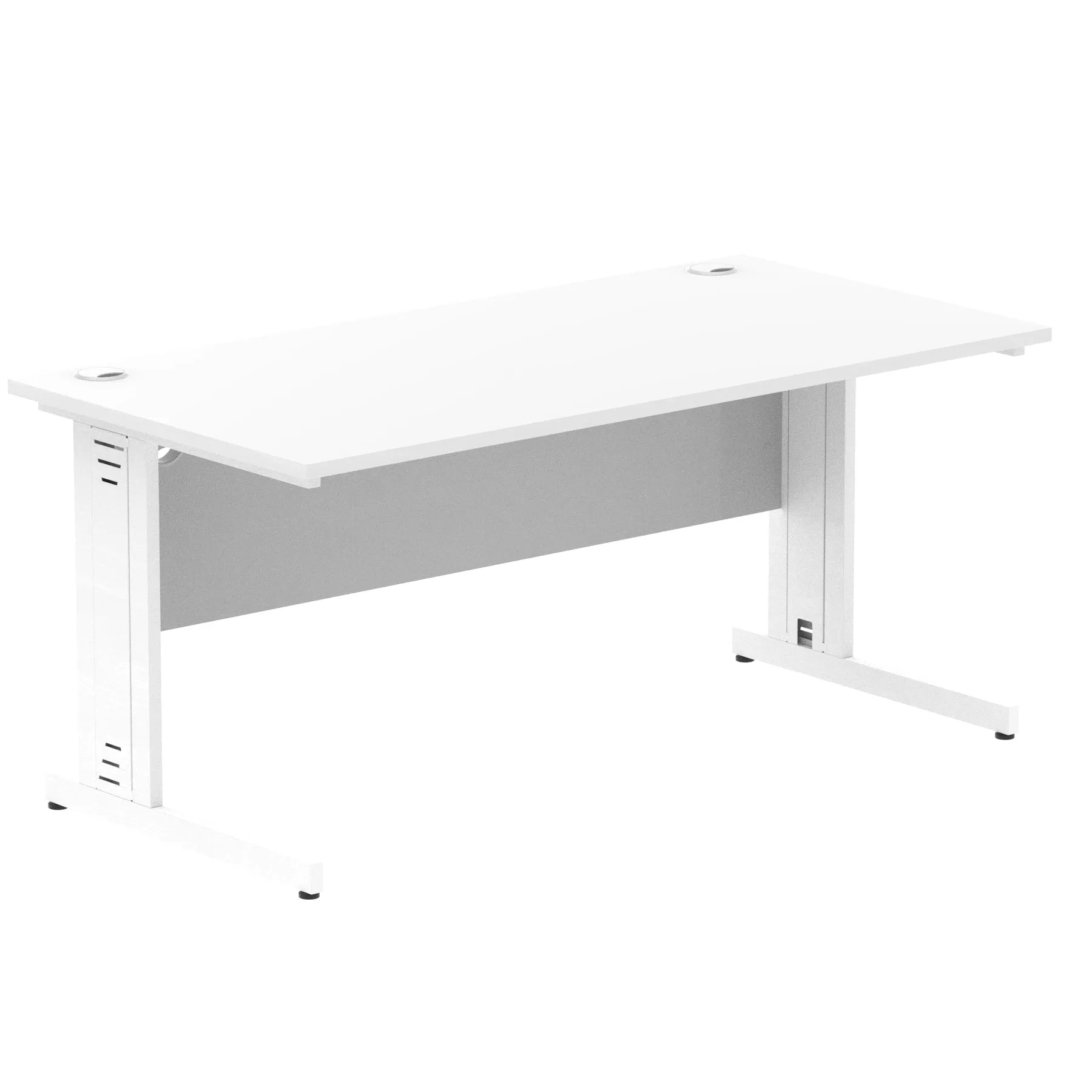 Impulse 1600mm Straight Desk with Cable Managed Leg - MFC Rectangular Table, 1600x800, Silver/White Frame, 5-Year Guarantee
