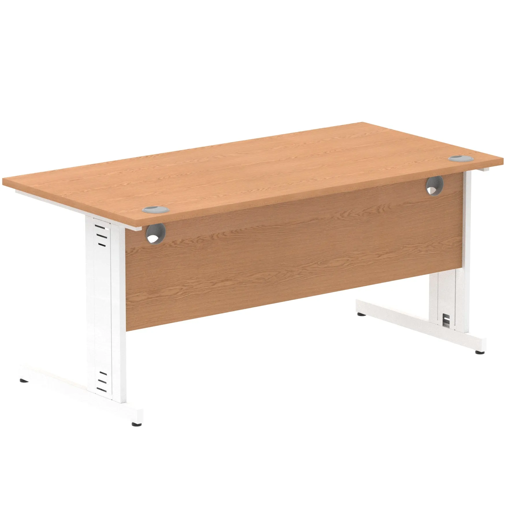 Impulse 1600mm Straight Desk with Cable Managed Leg - MFC Rectangular Table, 1600x800, Silver/White Frame, 5-Year Guarantee