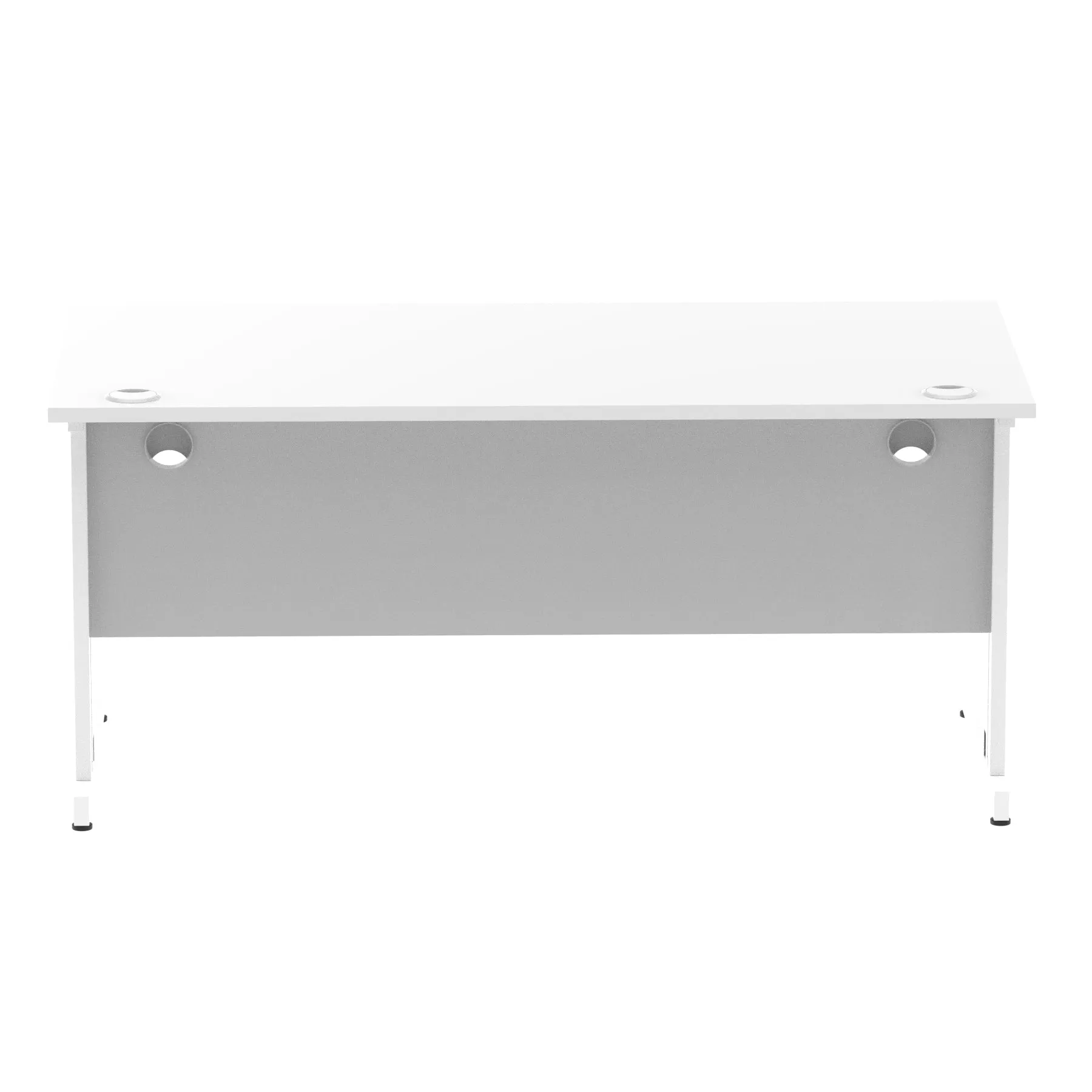 Impulse 1600mm Straight Desk with Cable Managed Leg - MFC Rectangular Table, 1600x800, Silver/White Frame, 5-Year Guarantee