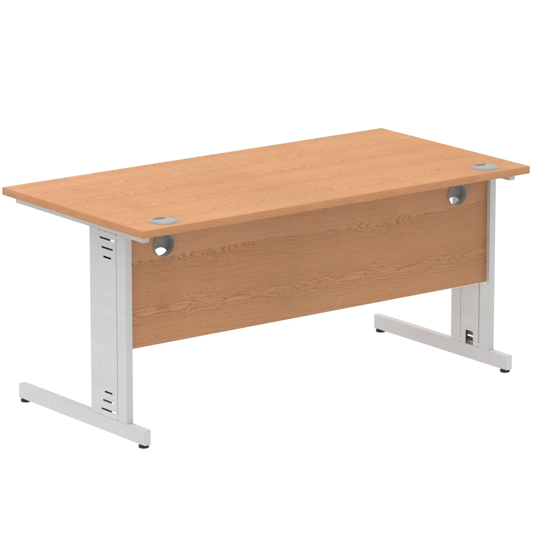 Impulse 1600mm Straight Desk with Cable Managed Leg - MFC Rectangular Table, 1600x800, Silver/White Frame, 5-Year Guarantee