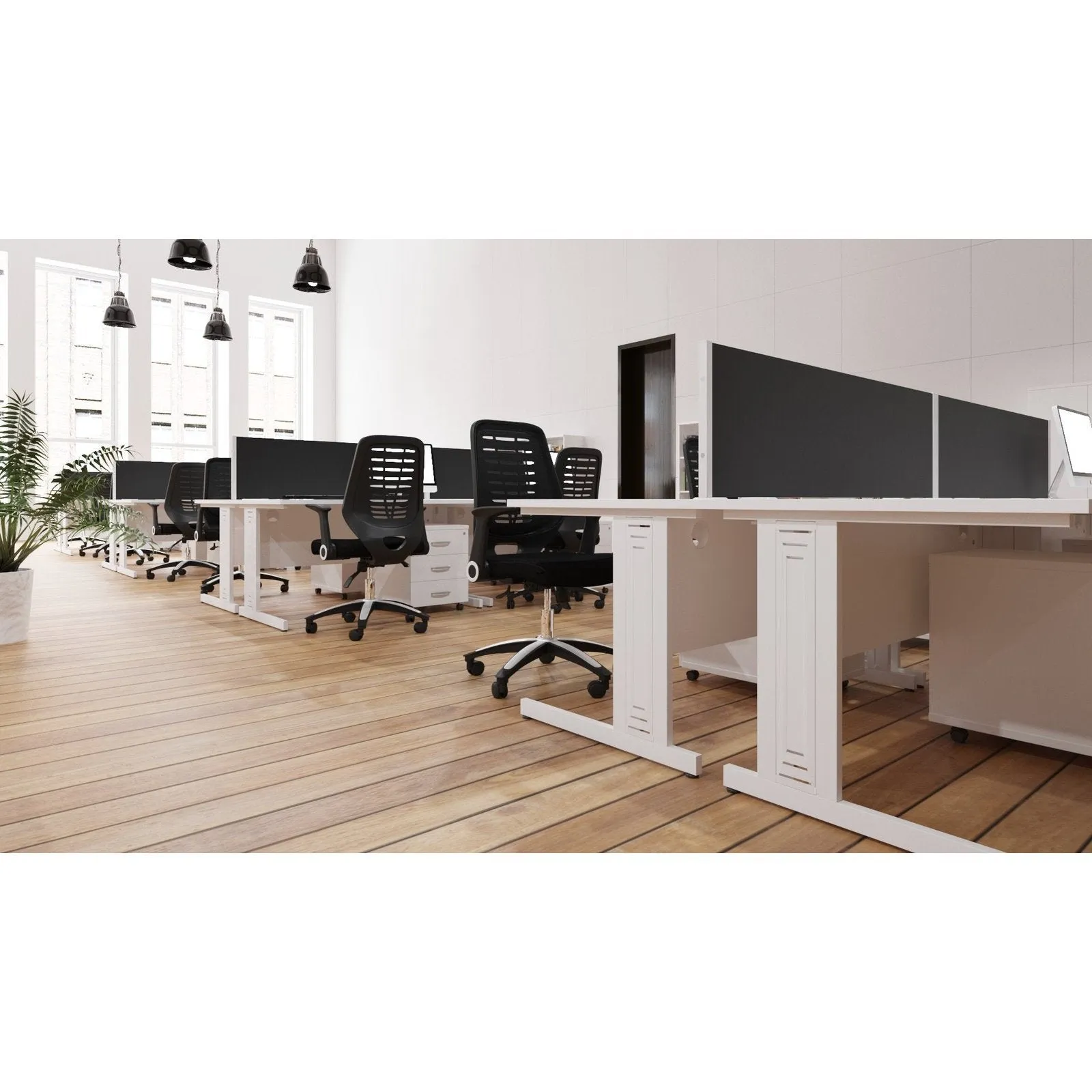 Impulse 1600mm Straight Desk with Cable Managed Leg - MFC Rectangular Table, 1600x800, Silver/White Frame, 5-Year Guarantee