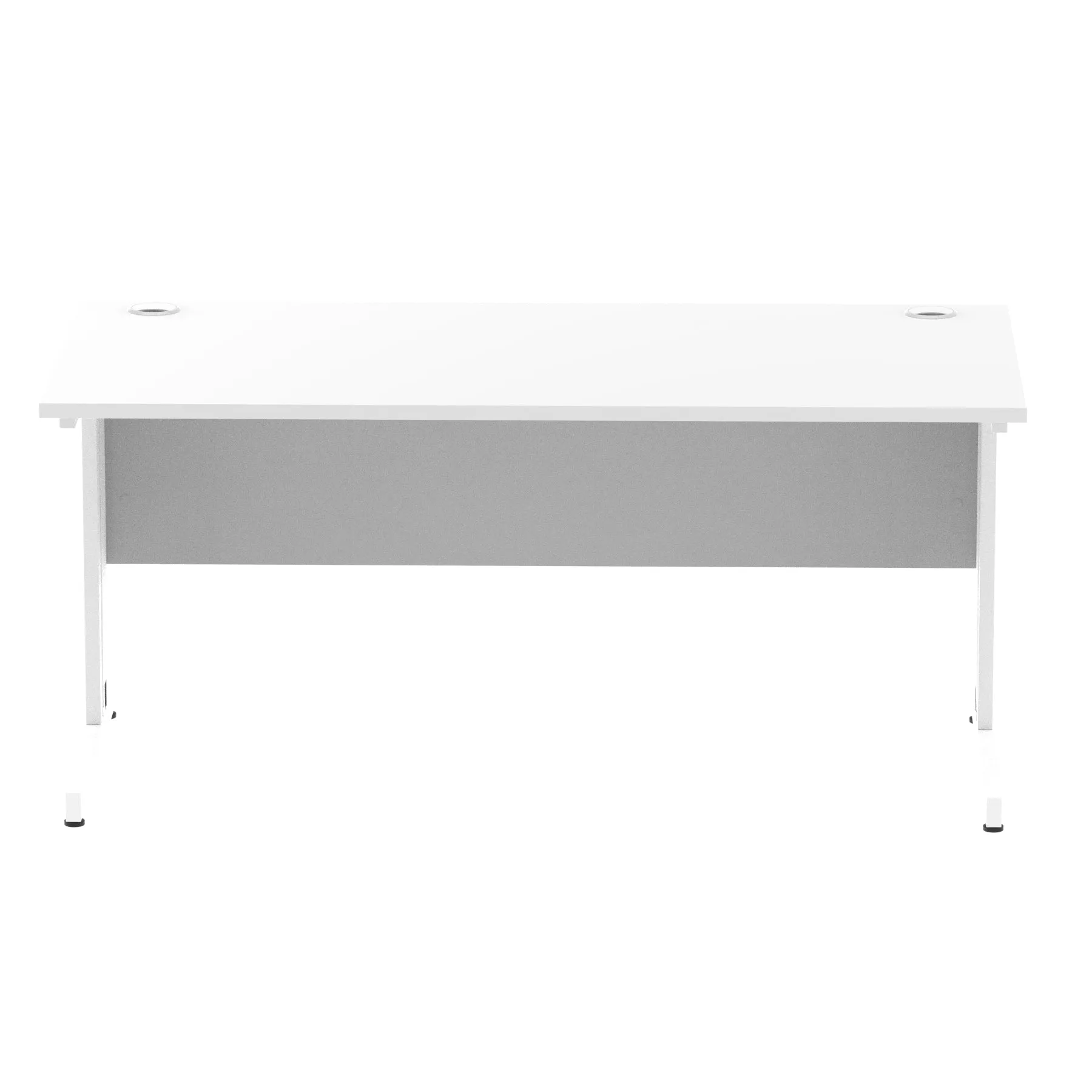 Impulse 1600mm Straight Desk with Cable Managed Leg - MFC Rectangular Table, 1600x800, Silver/White Frame, 5-Year Guarantee