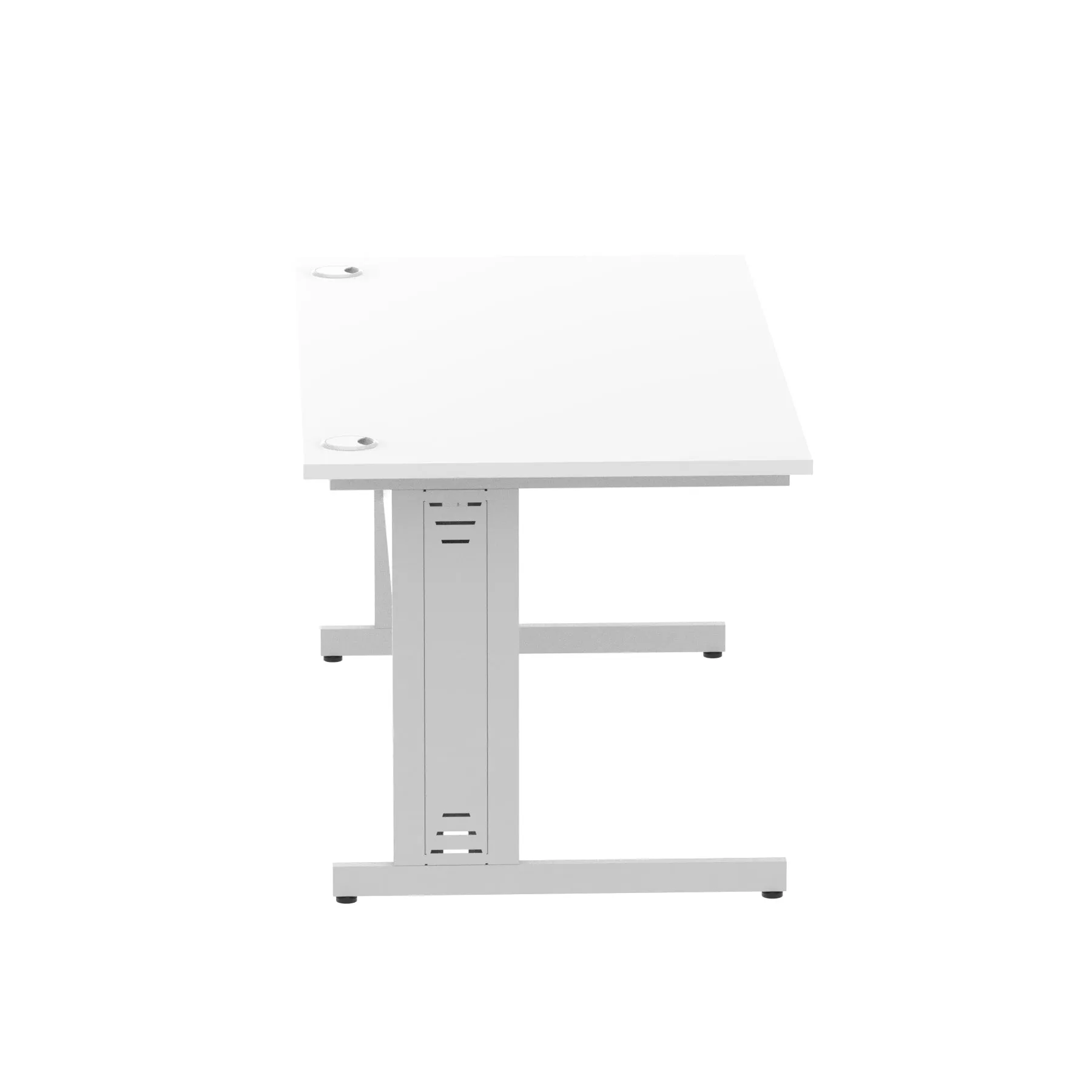 Impulse 1600mm Straight Desk with Cable Managed Leg - MFC Rectangular Table, 1600x800, Silver/White Frame, 5-Year Guarantee