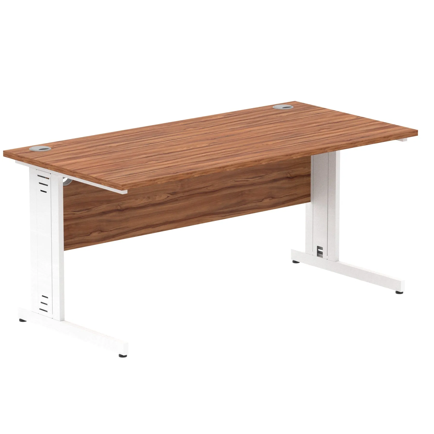 Impulse 1600mm Straight Desk with Cable Managed Leg - MFC Rectangular Table, 1600x800, Silver/White Frame, 5-Year Guarantee
