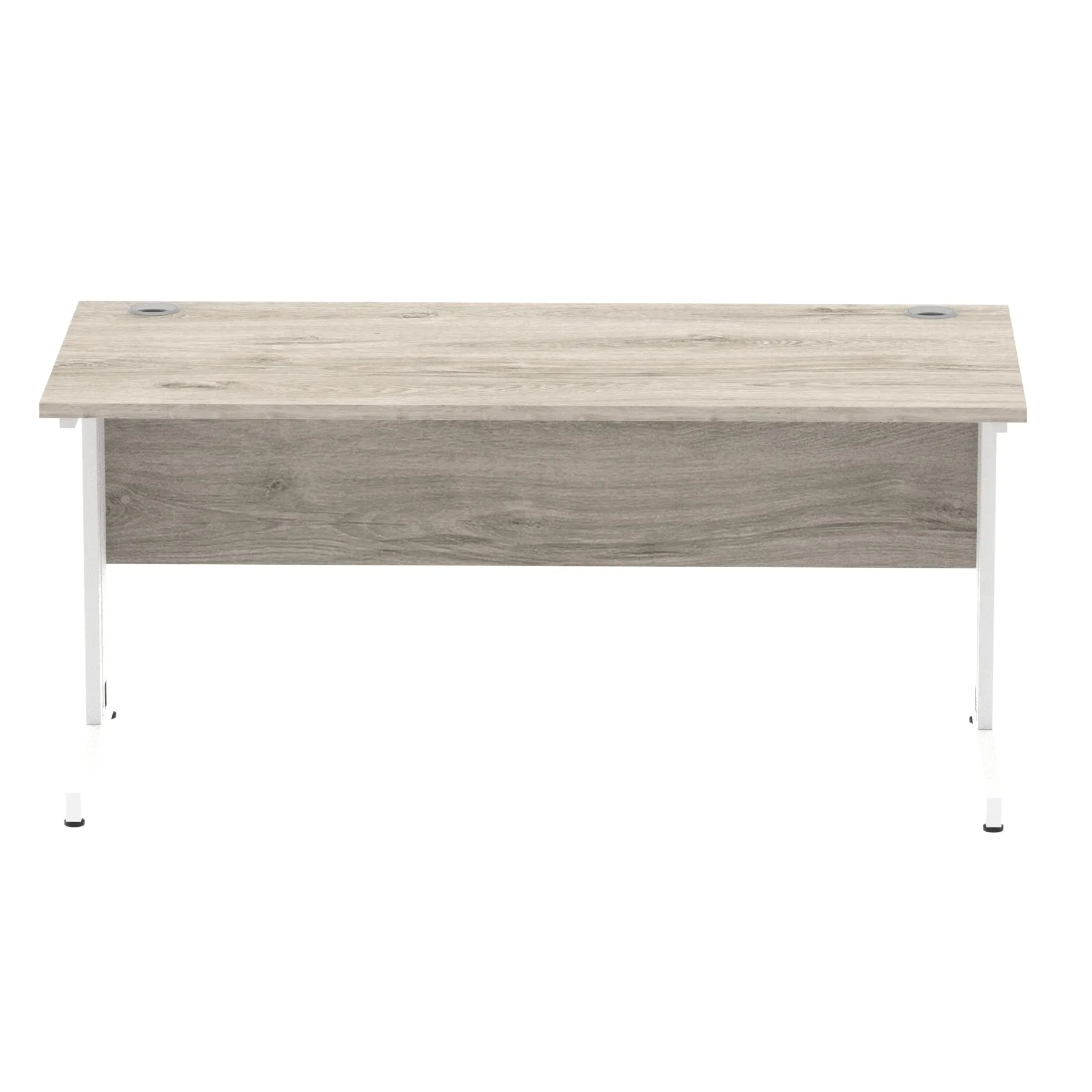Impulse 1600mm Straight Desk with Cable Managed Leg - MFC Rectangular Table, 1600x800, Silver/White Frame, 5-Year Guarantee