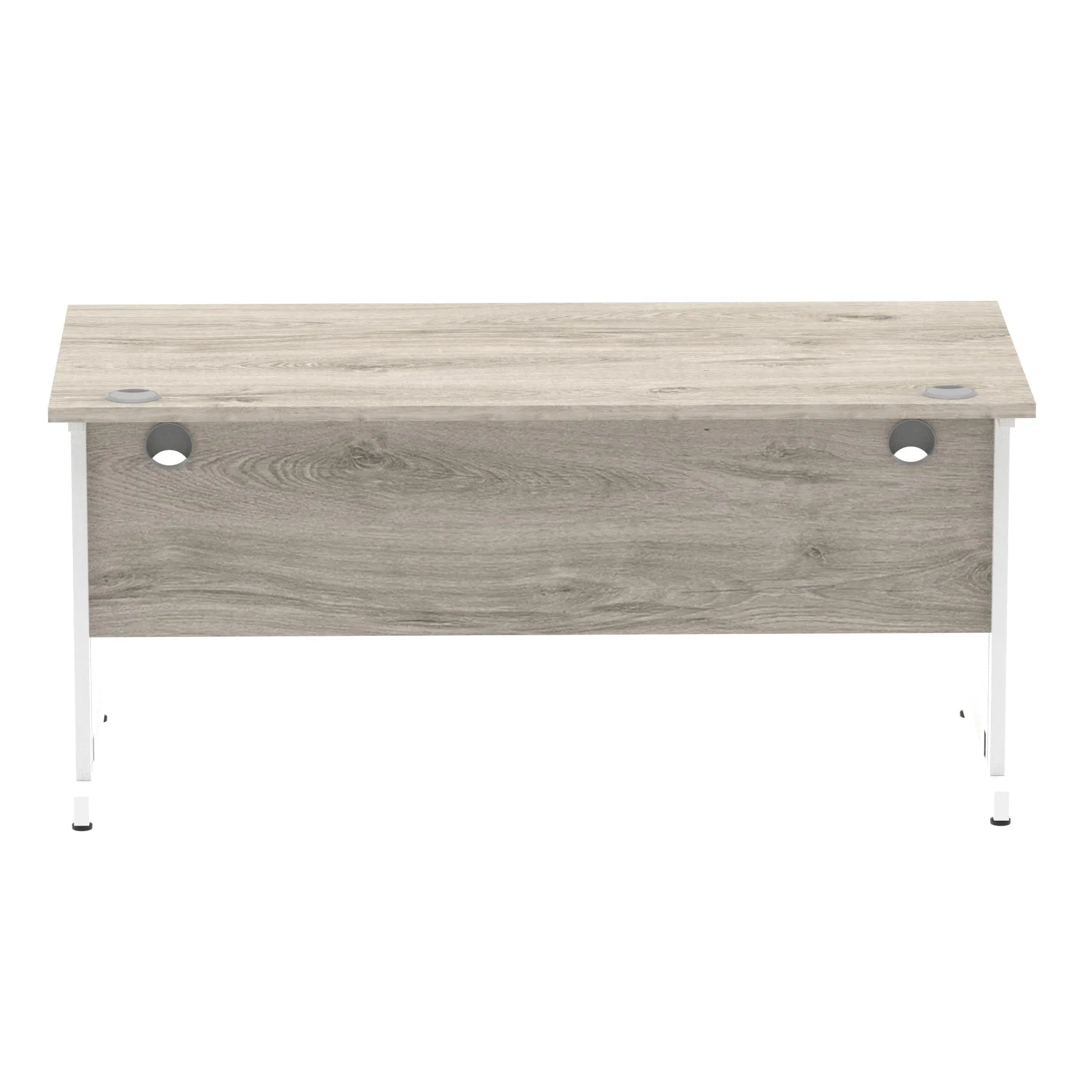 Impulse 1600mm Straight Desk with Cable Managed Leg - MFC Rectangular Table, 1600x800, Silver/White Frame, 5-Year Guarantee