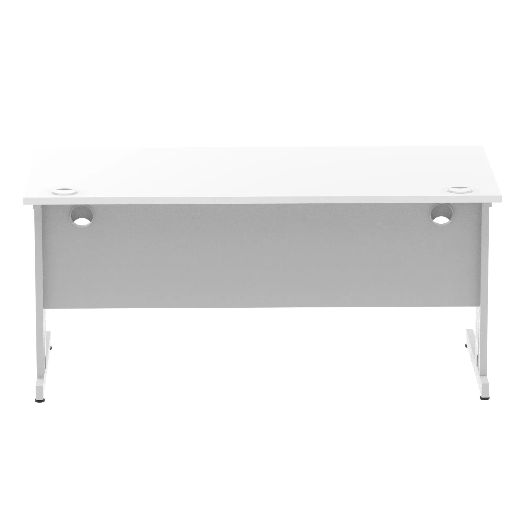 Impulse 1600mm Straight Desk with Cable Managed Leg - MFC Rectangular Table, 1600x800, Silver/White Frame, 5-Year Guarantee
